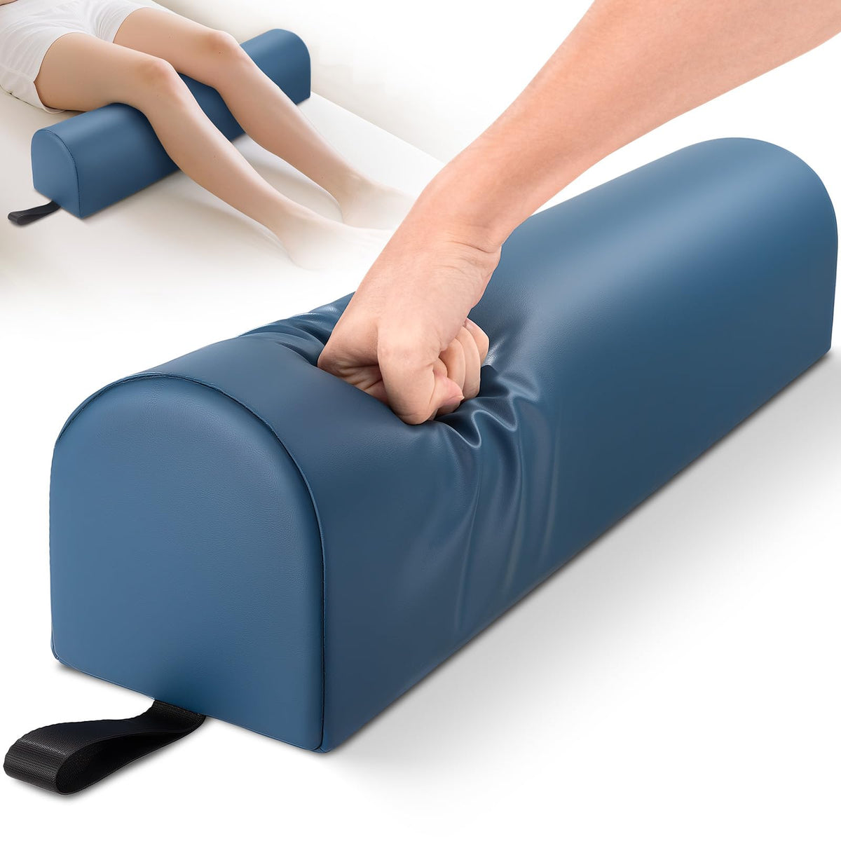 Coussin de massage Noverlife 3/4 rond bleu avec anse pour le transport
