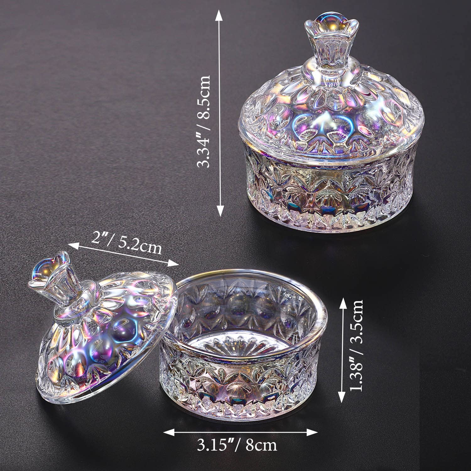 Noverlife bol-dappen-verre diametre-8cm hauteur-8-5cm, dimensions adaptées.