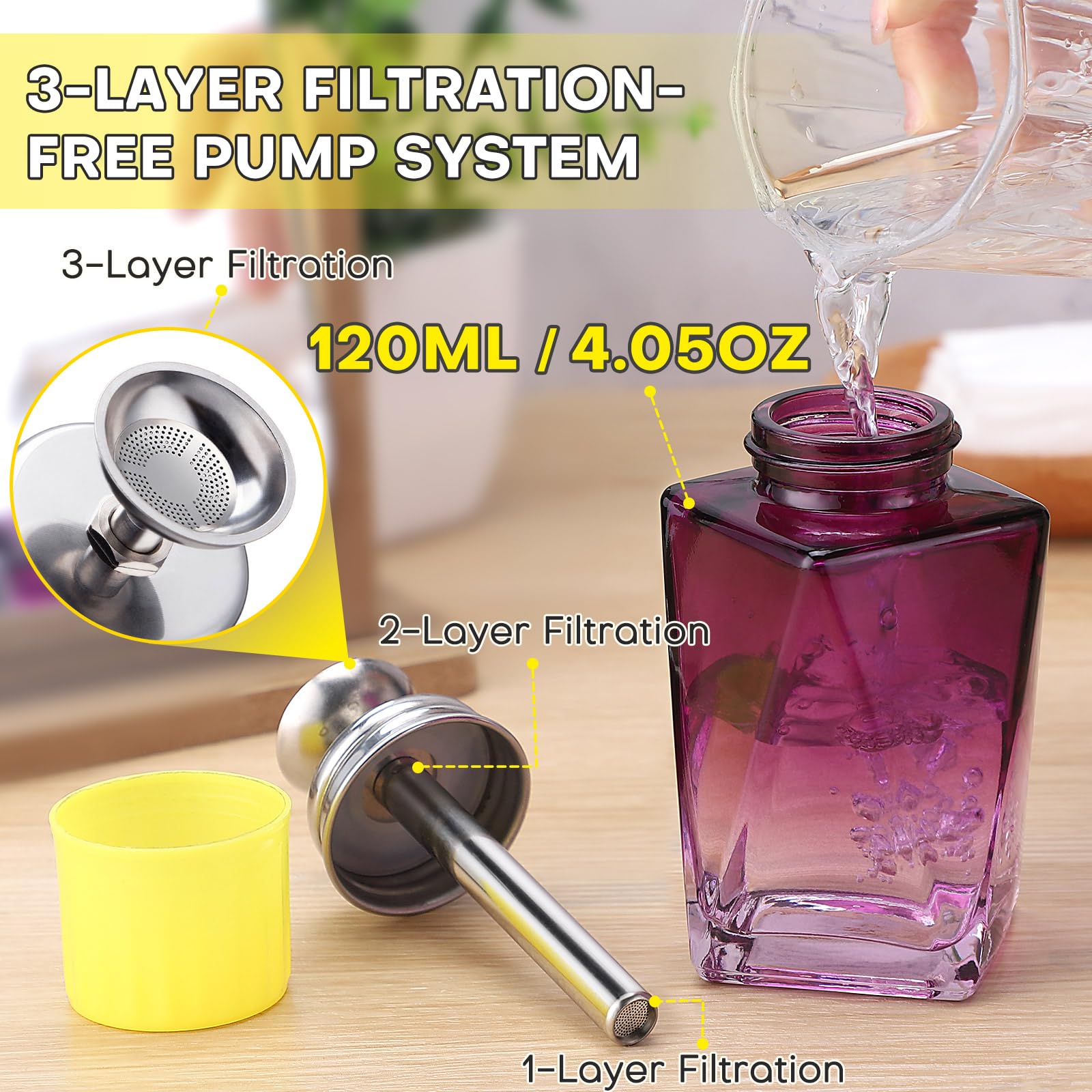 Noverlife flacon verre épais – remplissage facile et durable.