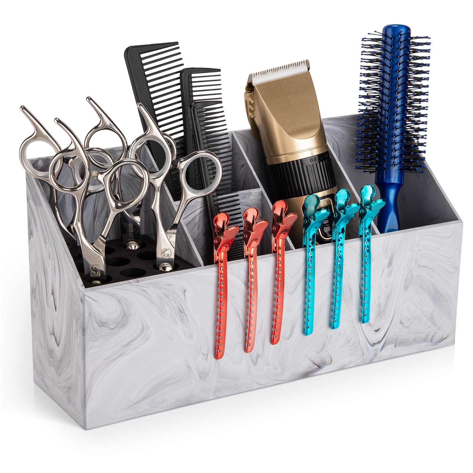 Noverlife organiseur-ciseaux-salon-marbre-grand facilite le rangement professionnel.