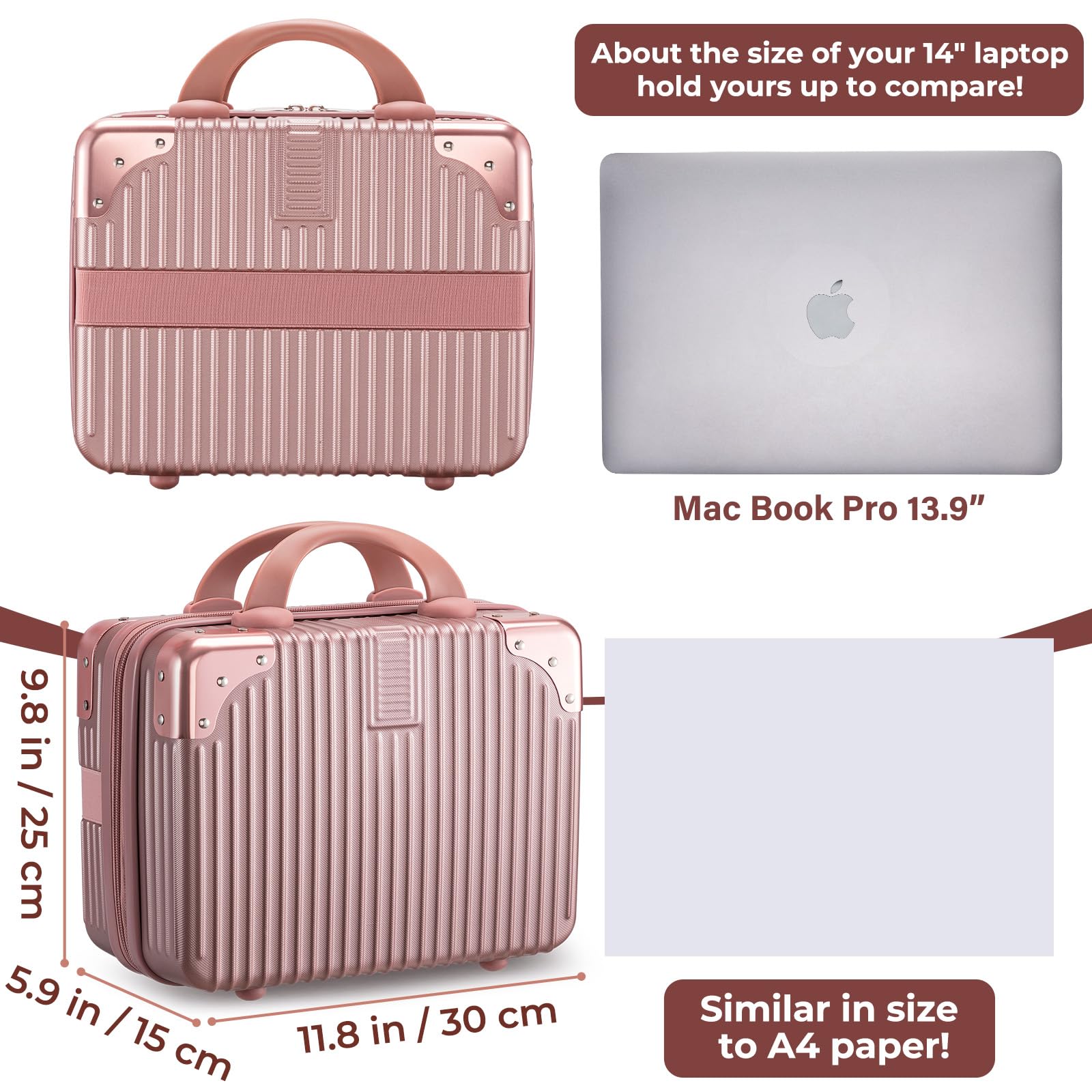 Noverlife Trousse maquillage dur Rose Or Interieur: organisation claire pour cosmetics et accessoires