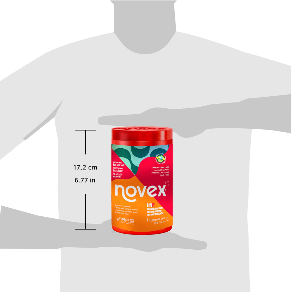 Novex Masque Kératine Brésilienne – cheveux brillants après utilisation.