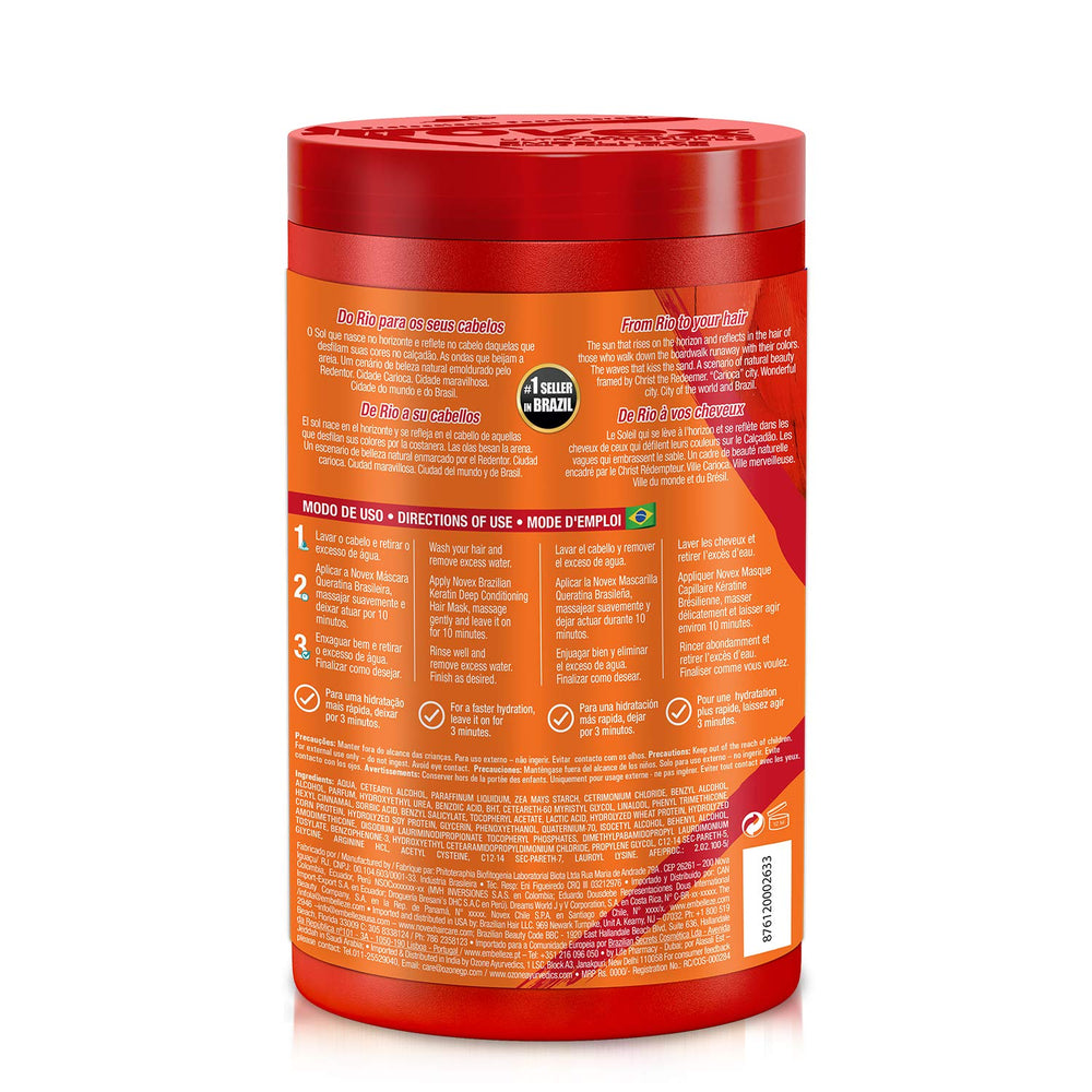 NOVEX Masque Cheveux Keratine Application Maison: soin pratique à domicile pour cheveux lisses