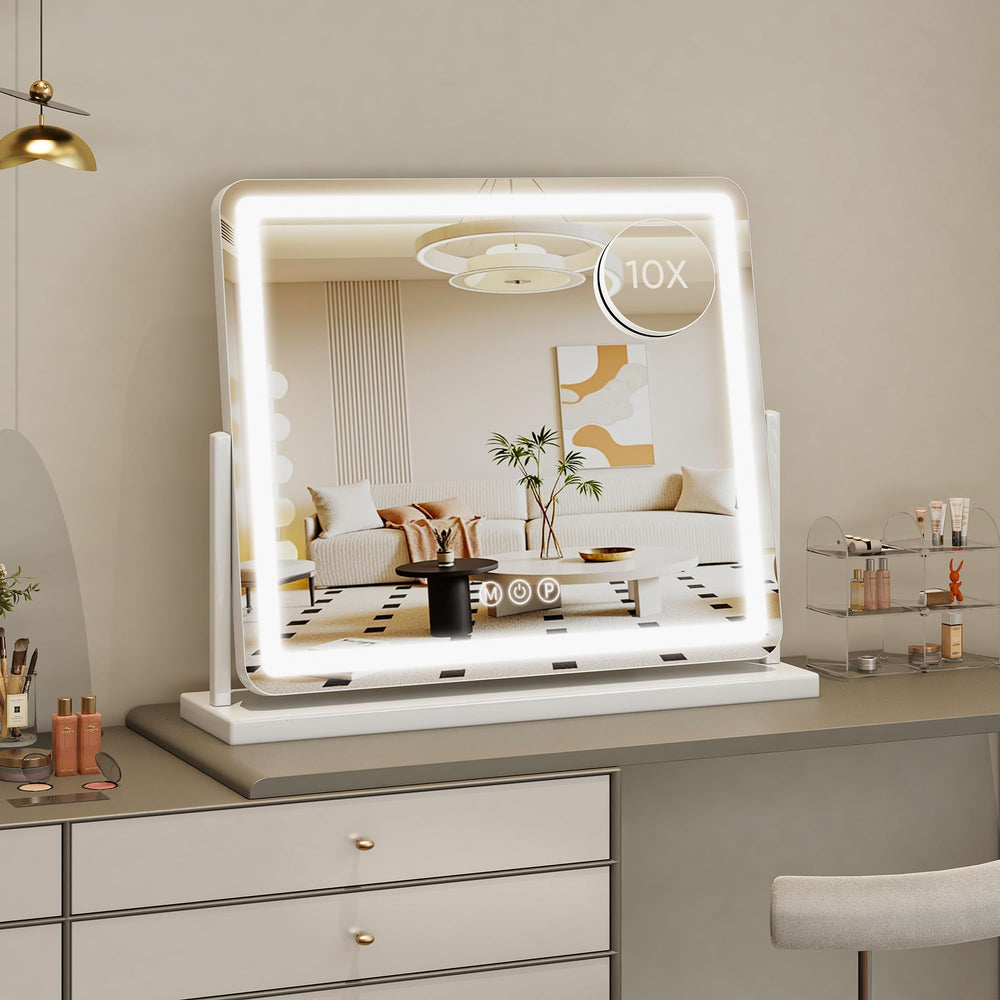 Cadre blanc élégant et durable du miroir Novlux Vanity s'intègre à la chambre.