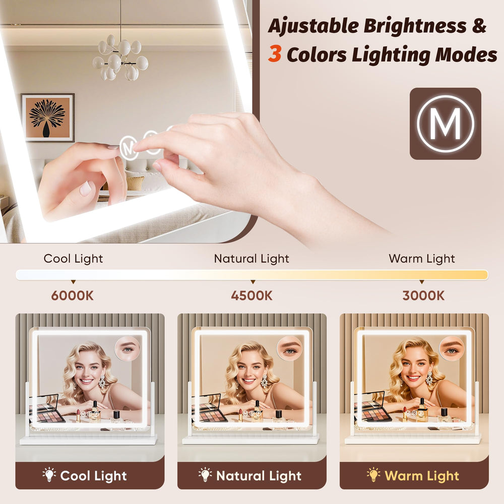 Grand miroir 24x20 de Novlux Vanity offrant une vue complète du visage.