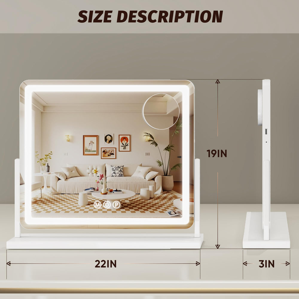 Éclairage à trois couleurs du Miroir Novlux Vanity pour différentes routines beauté.