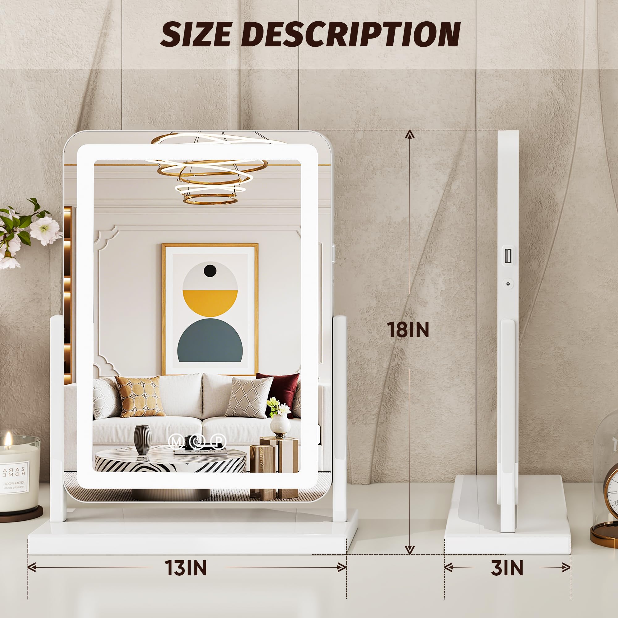 Novlux Utilisations quotidiennes: maquillage et préparation vestimentaire sur un seul miroir.