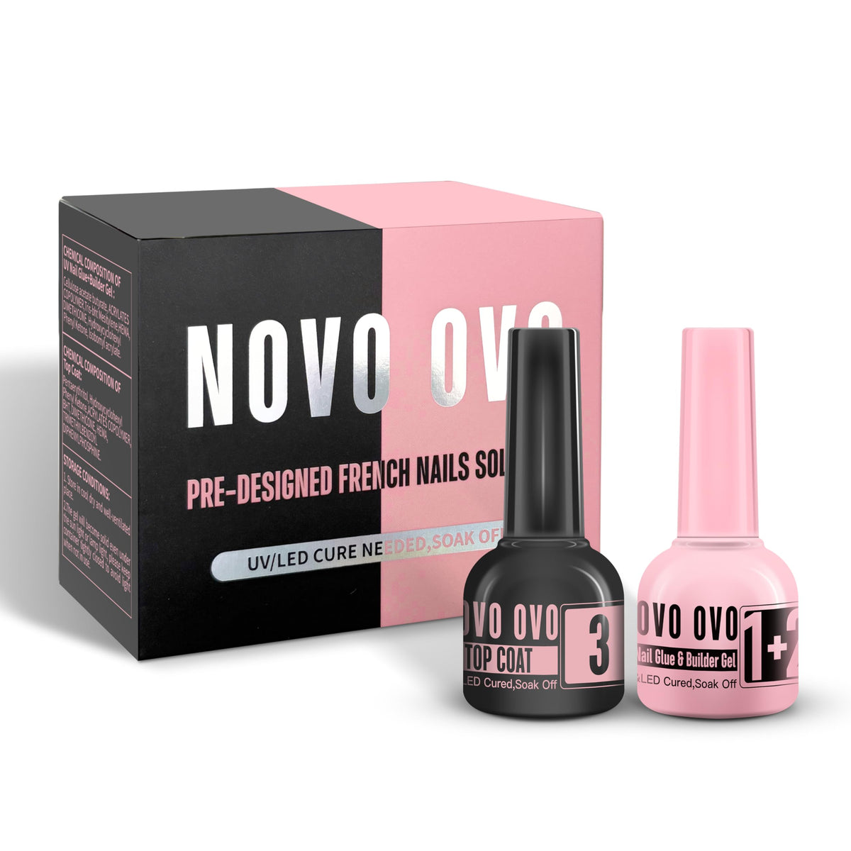 NOVO OVO gel hybride rose assure une adhésion durable des ongles décorés