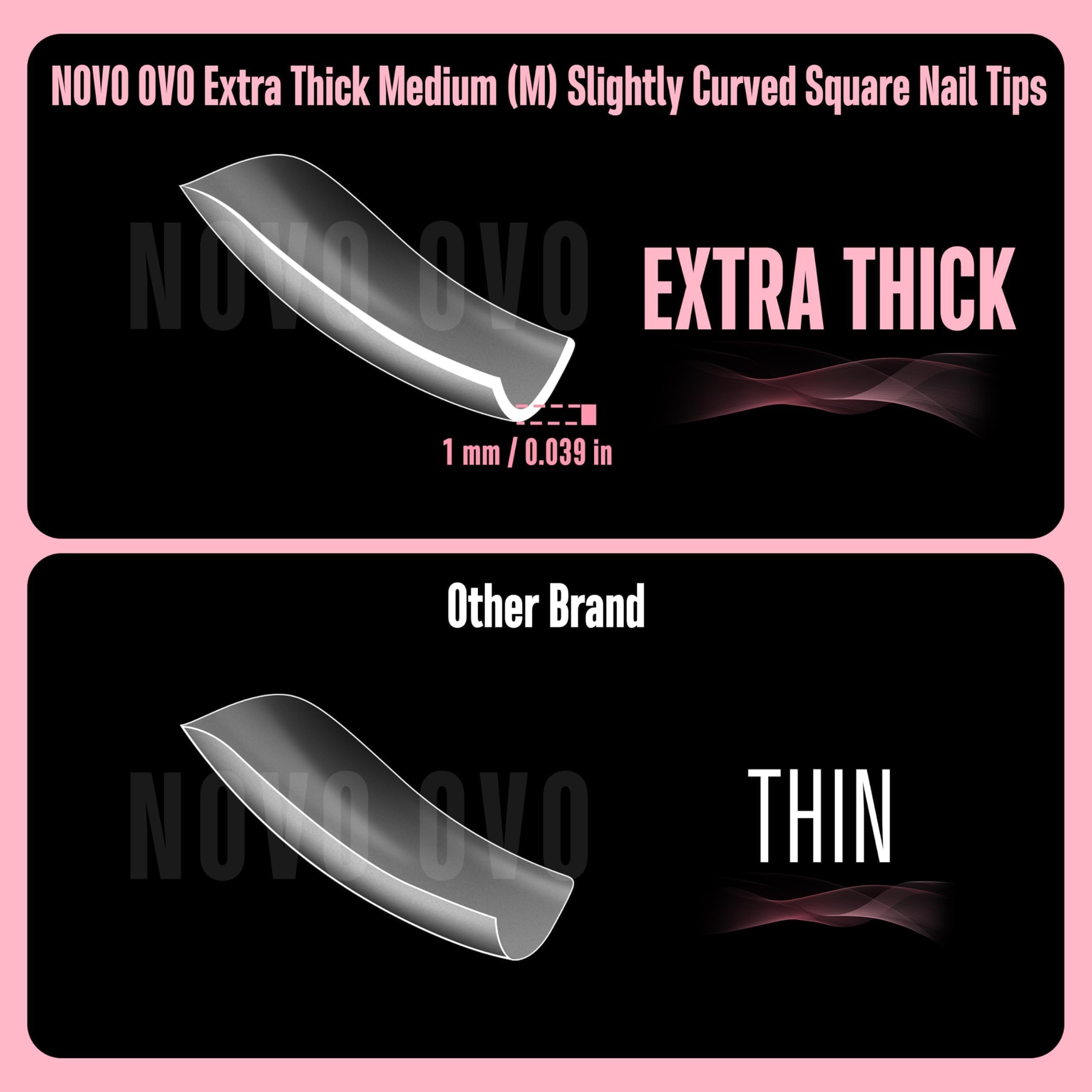 NOVO OVO thick free-edge close-up highlighting added durability.