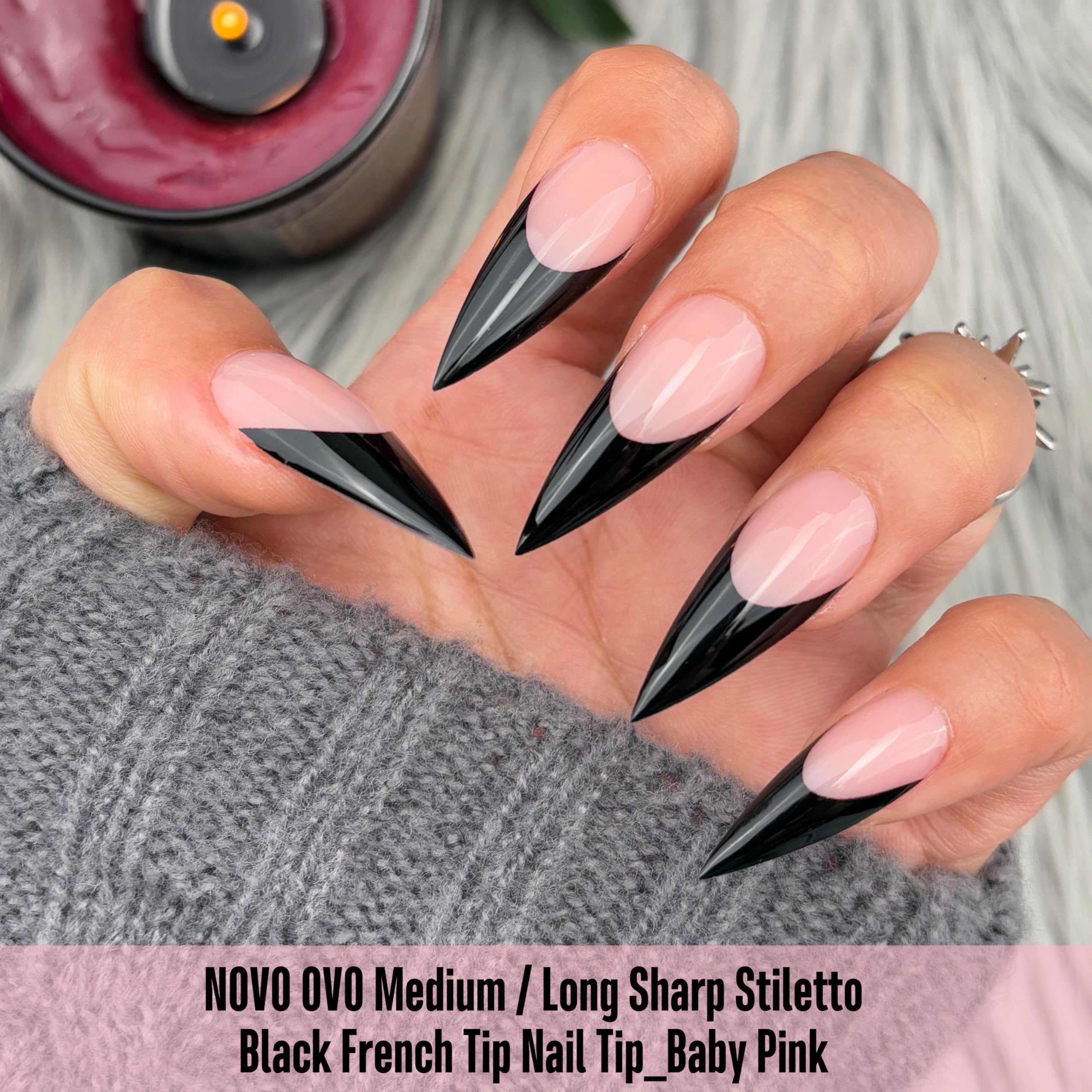 NOVO OVO pointe stiletto longue 31 mm, effet allongeant pour une manucure marquante