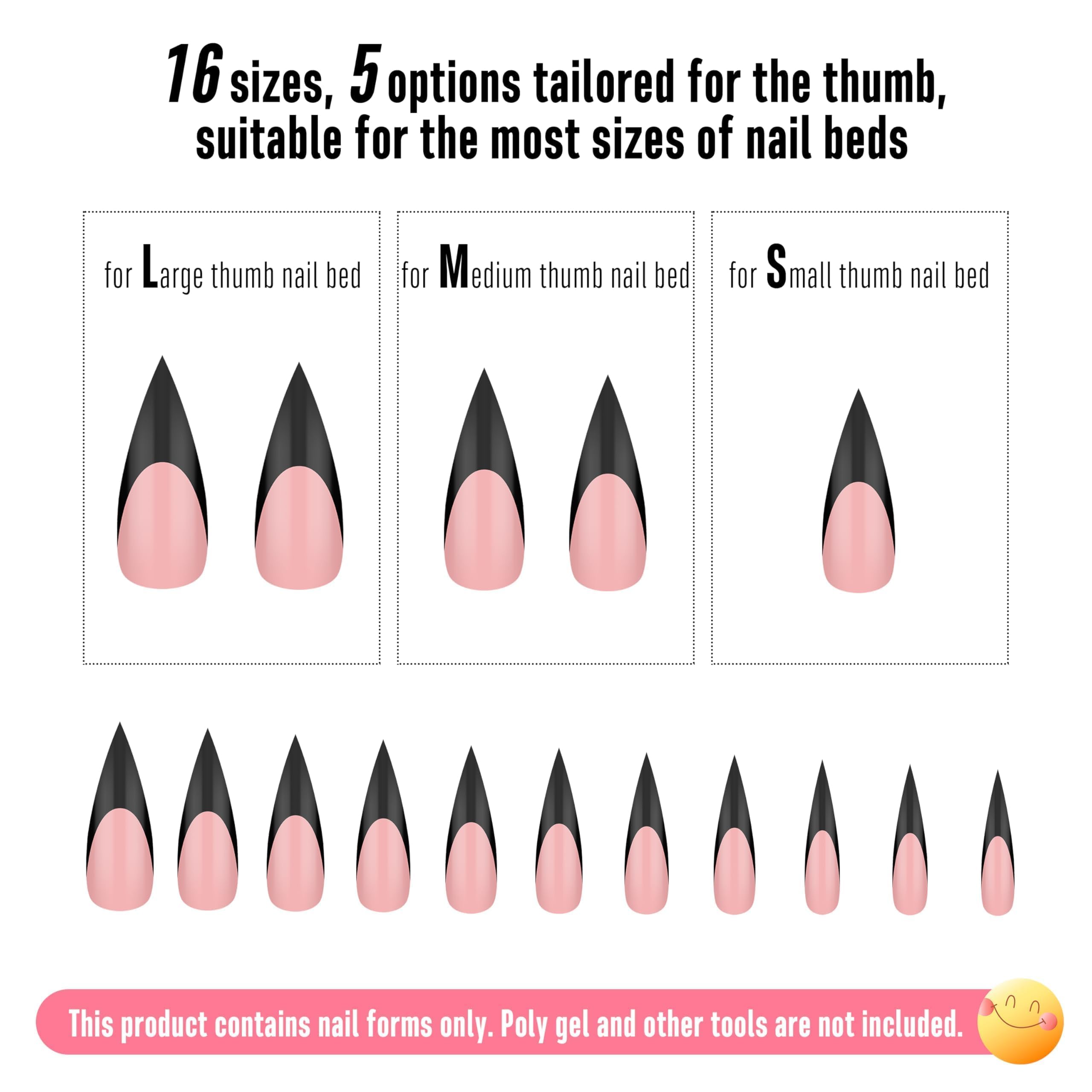 NOVO OVO collection 16 tailles, ajuste précis pour presque tous les ongles