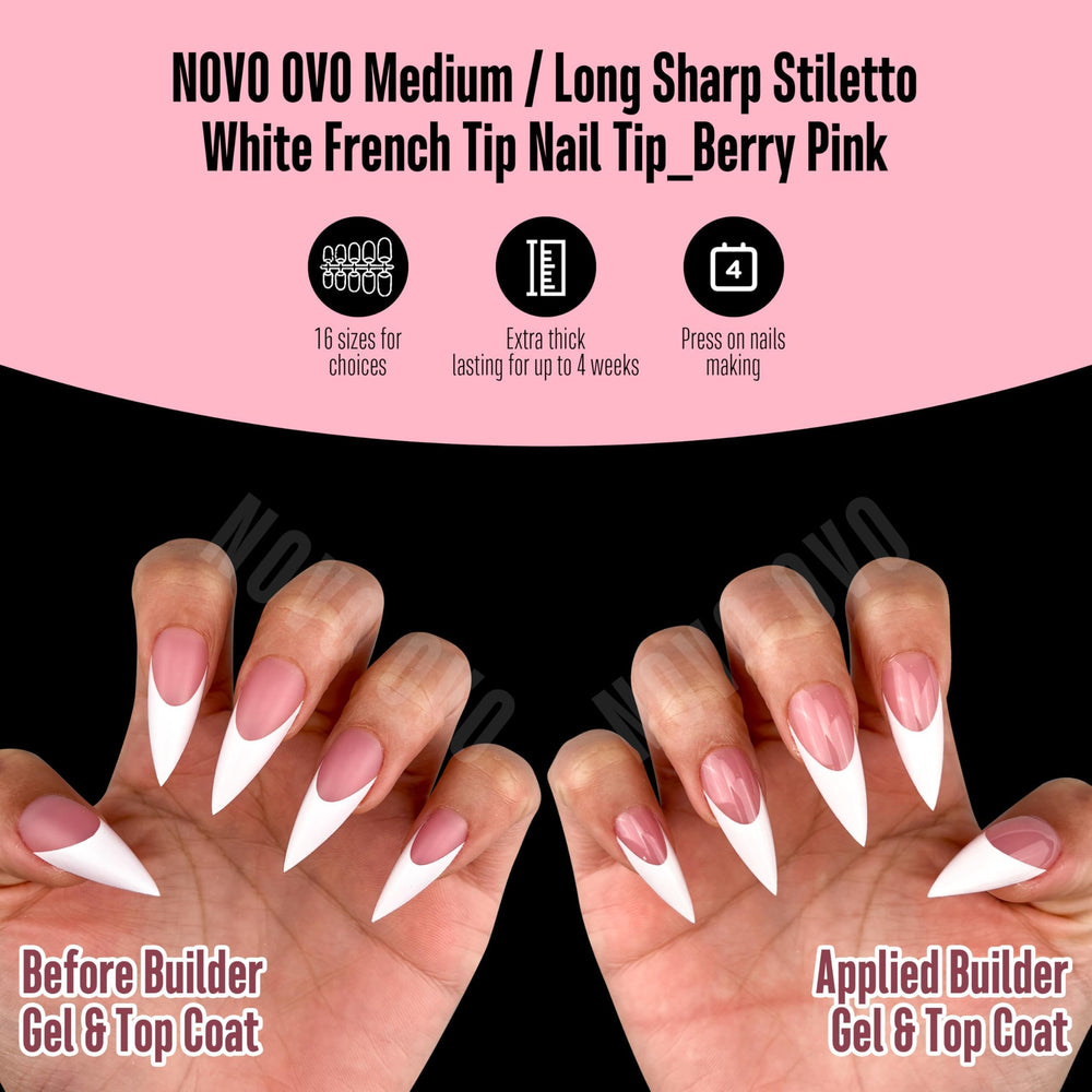 NOVO OVO ongles-tip franc stiletto blancs Berry Pink, idéal pour professionnels et amateurs.