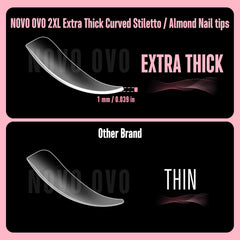 NOVO OVO pose-ongles amande courbe pour une tenue durable et rapide.