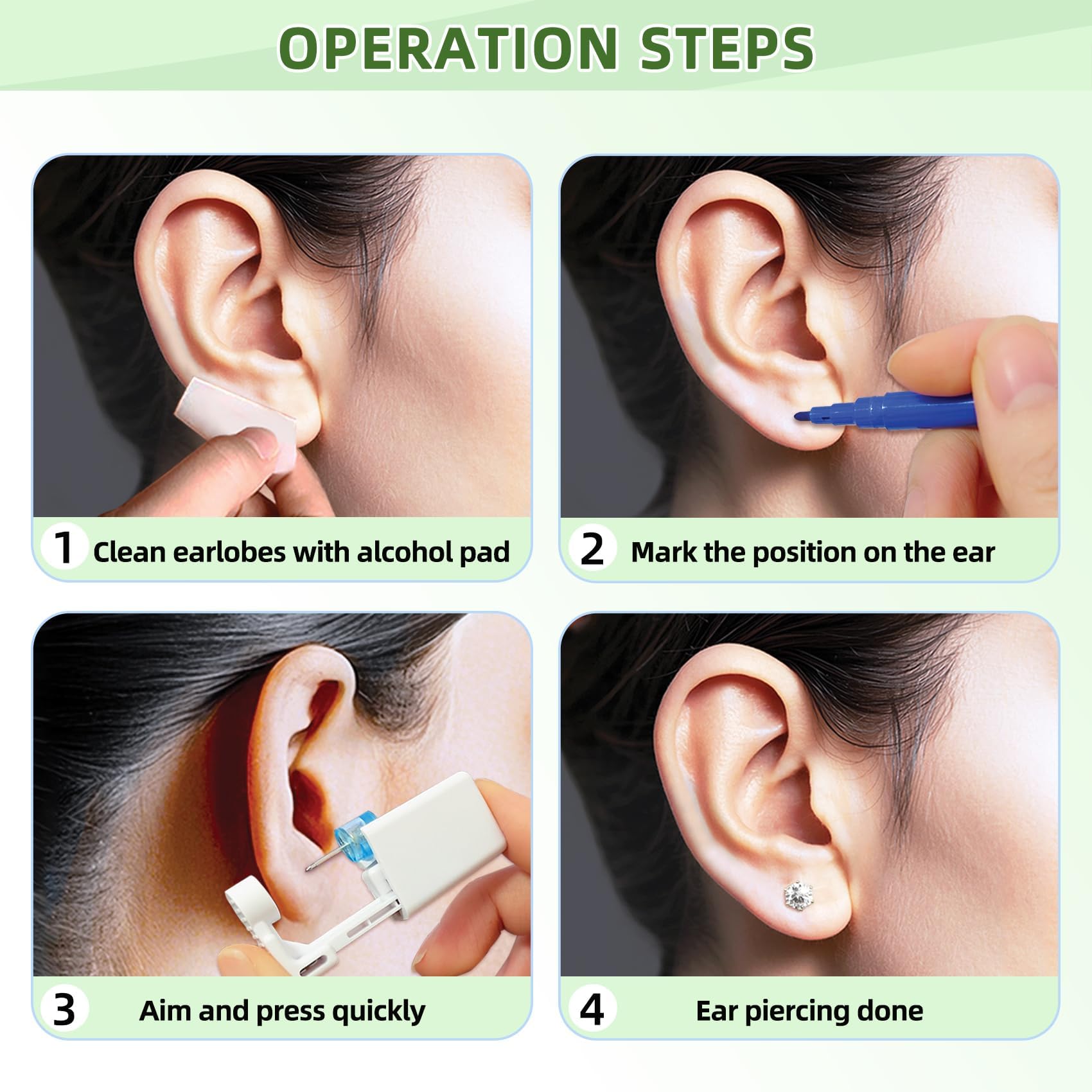 Novopiercing-boucles-doreille-cz-prechargees : clous CZ prêts à porter immédiatement.