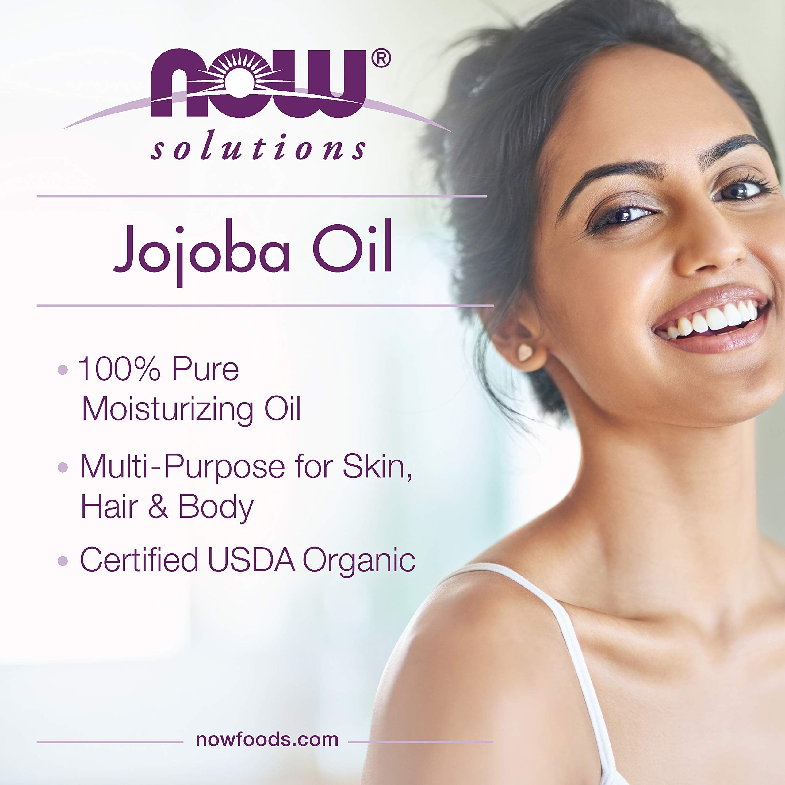 NOW Foods Jojoba Oil, soin polyvalent visage et corps, nourrissant et équilibrant.