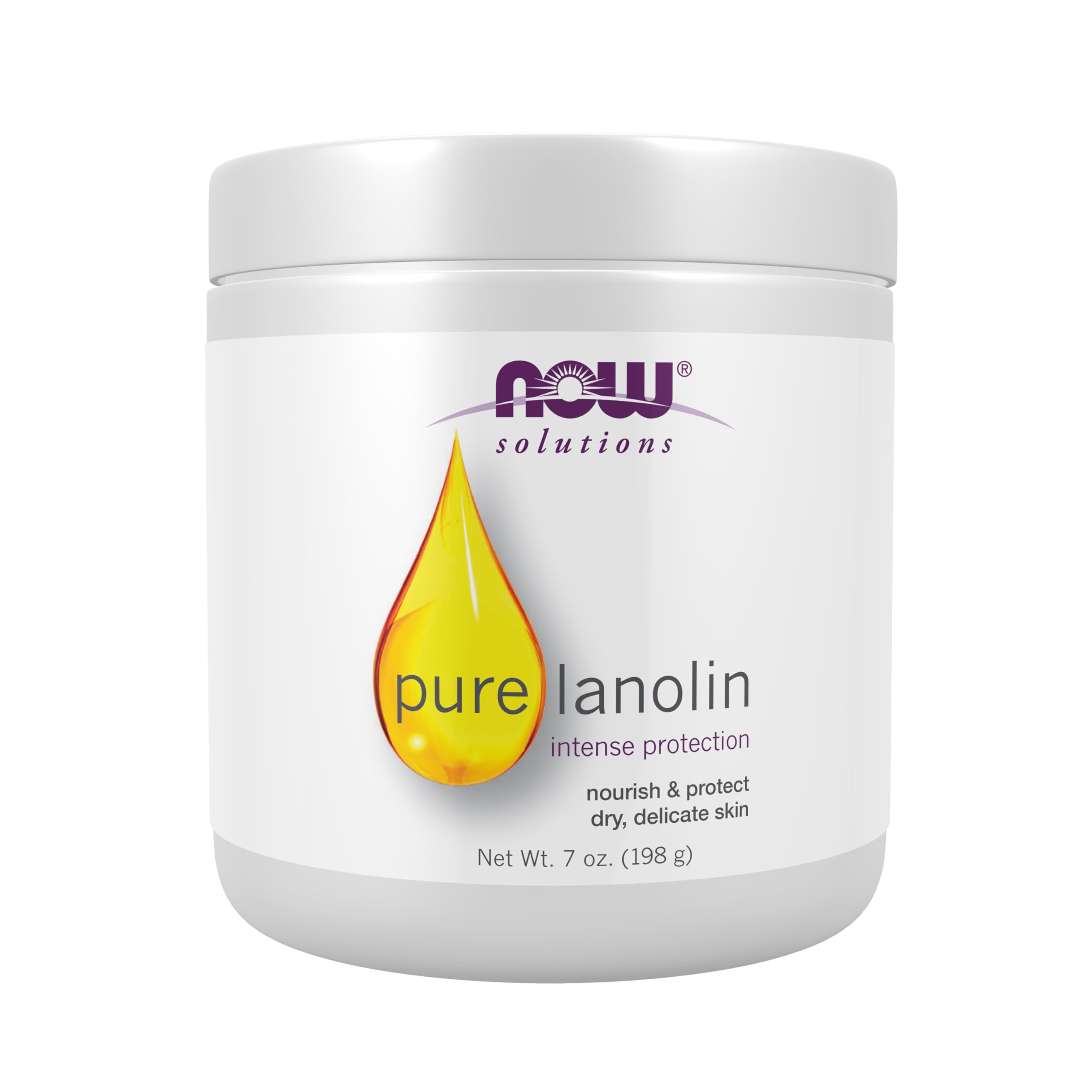 NOW Foods Lanoline Pure dans la bouteille, protection cutanée contre le vent et le froid.
