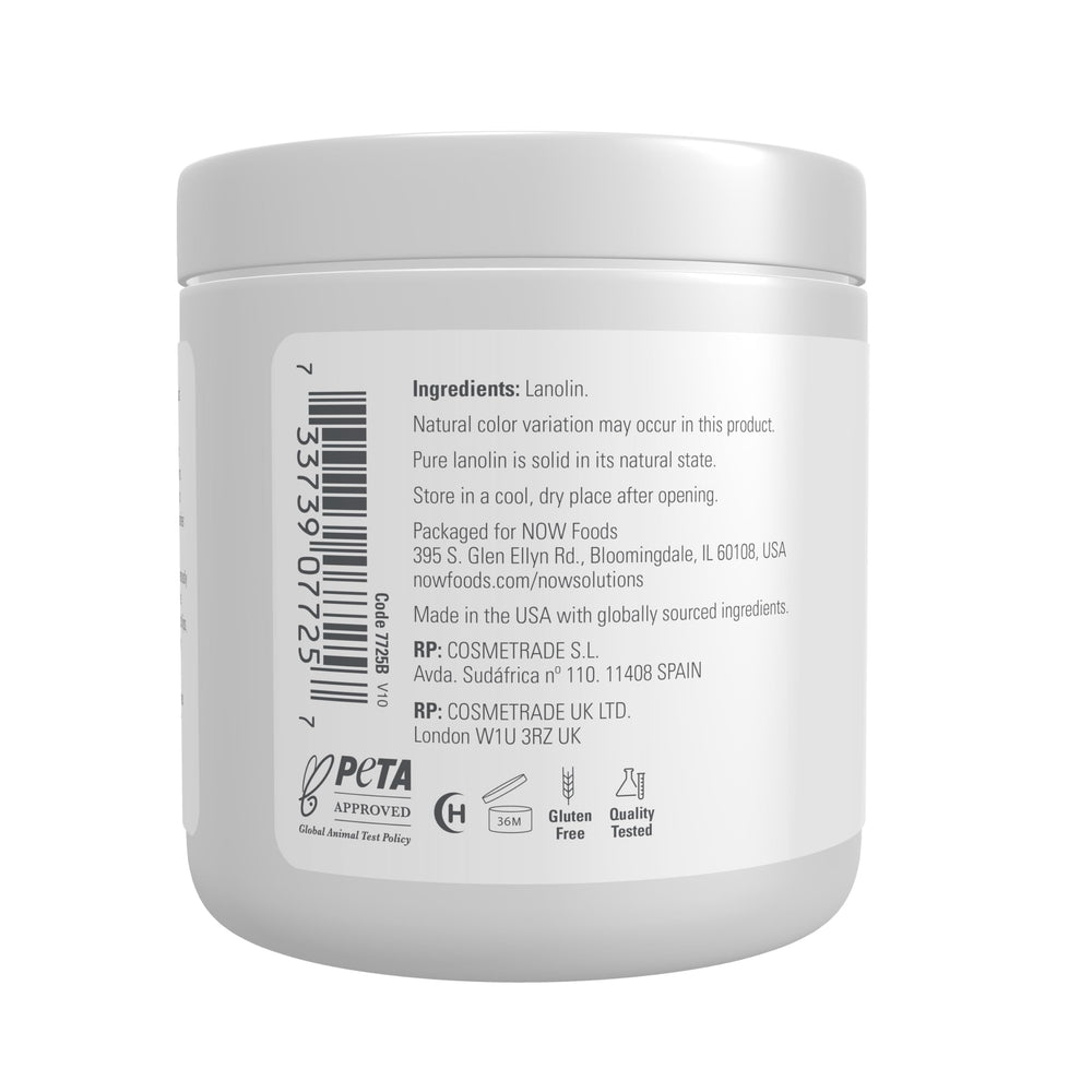 Application facile sur peau sèche avec NOW Foods Lanoline Pure.