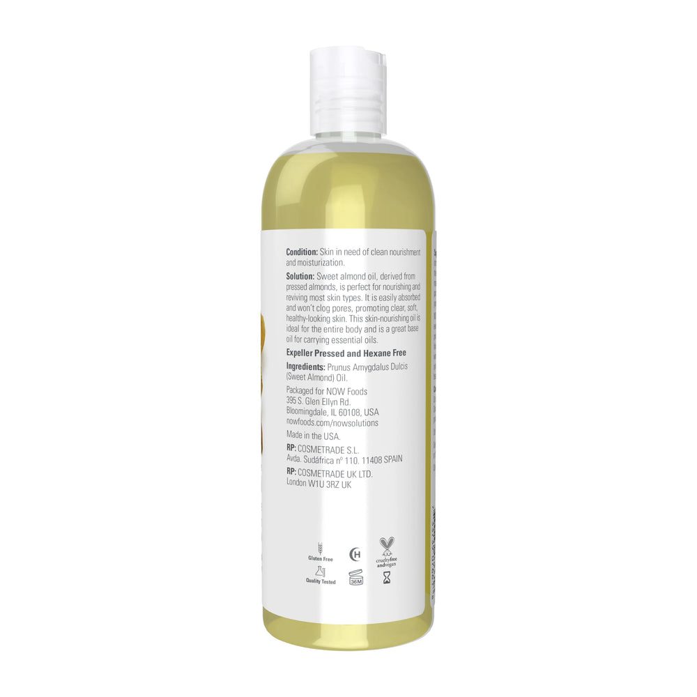NOW Foods Solutions Huile d'amande douce – application douce et absorption rapide.