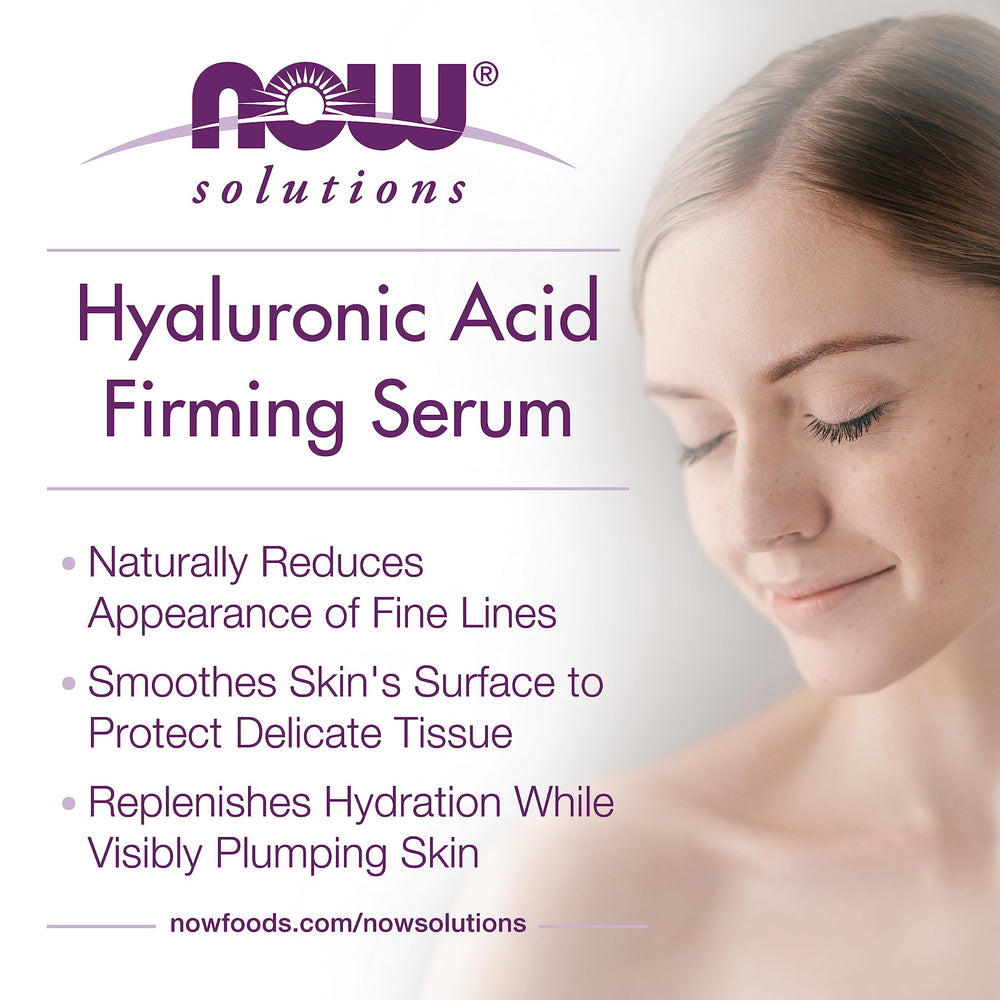 NOW Foods Solutions Sérum Hyaluronique, visage après nettoyage, zone ciblée sur les ridules.