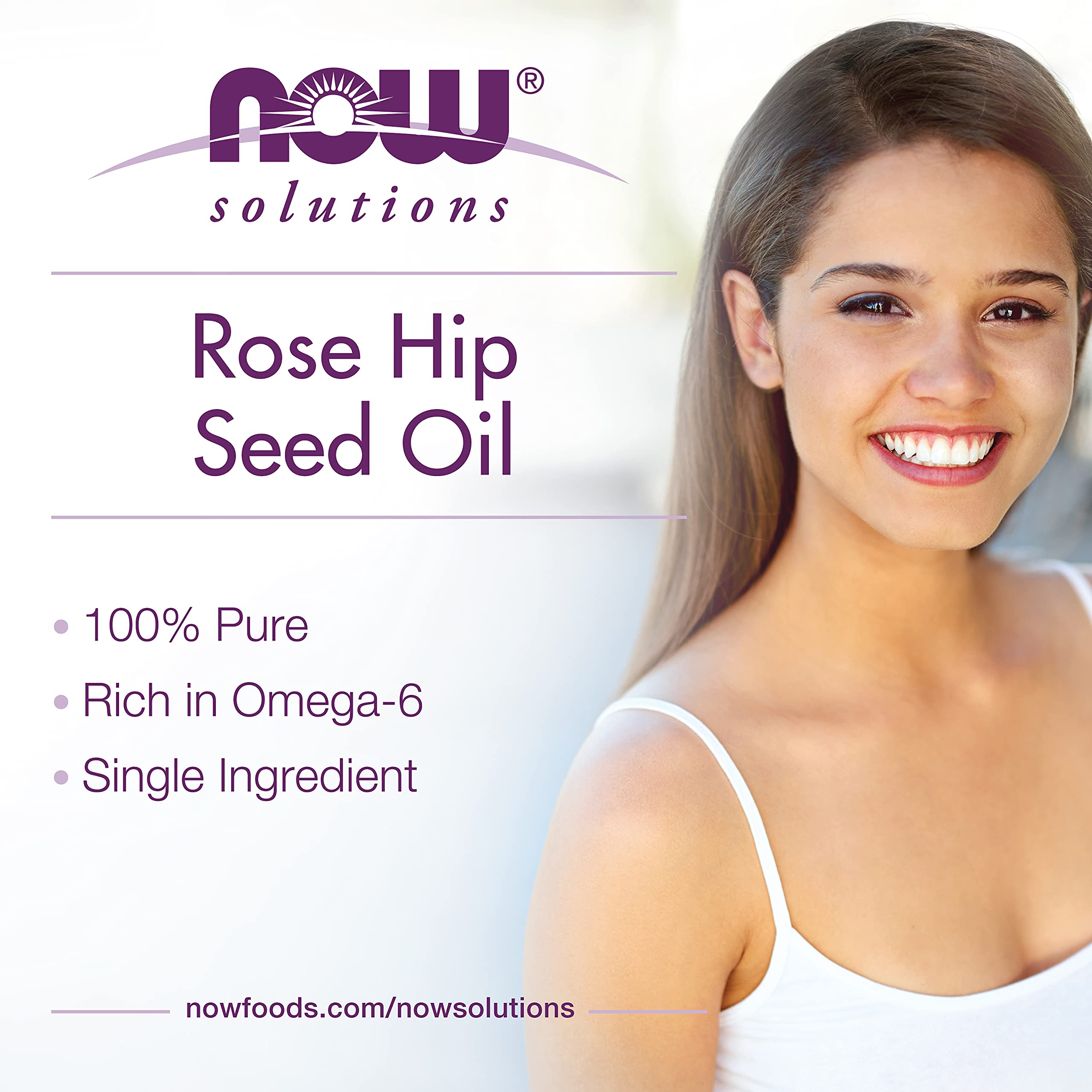 NOW Solutions huile pépins rose musquée, parfum naturel et usage quotidien.