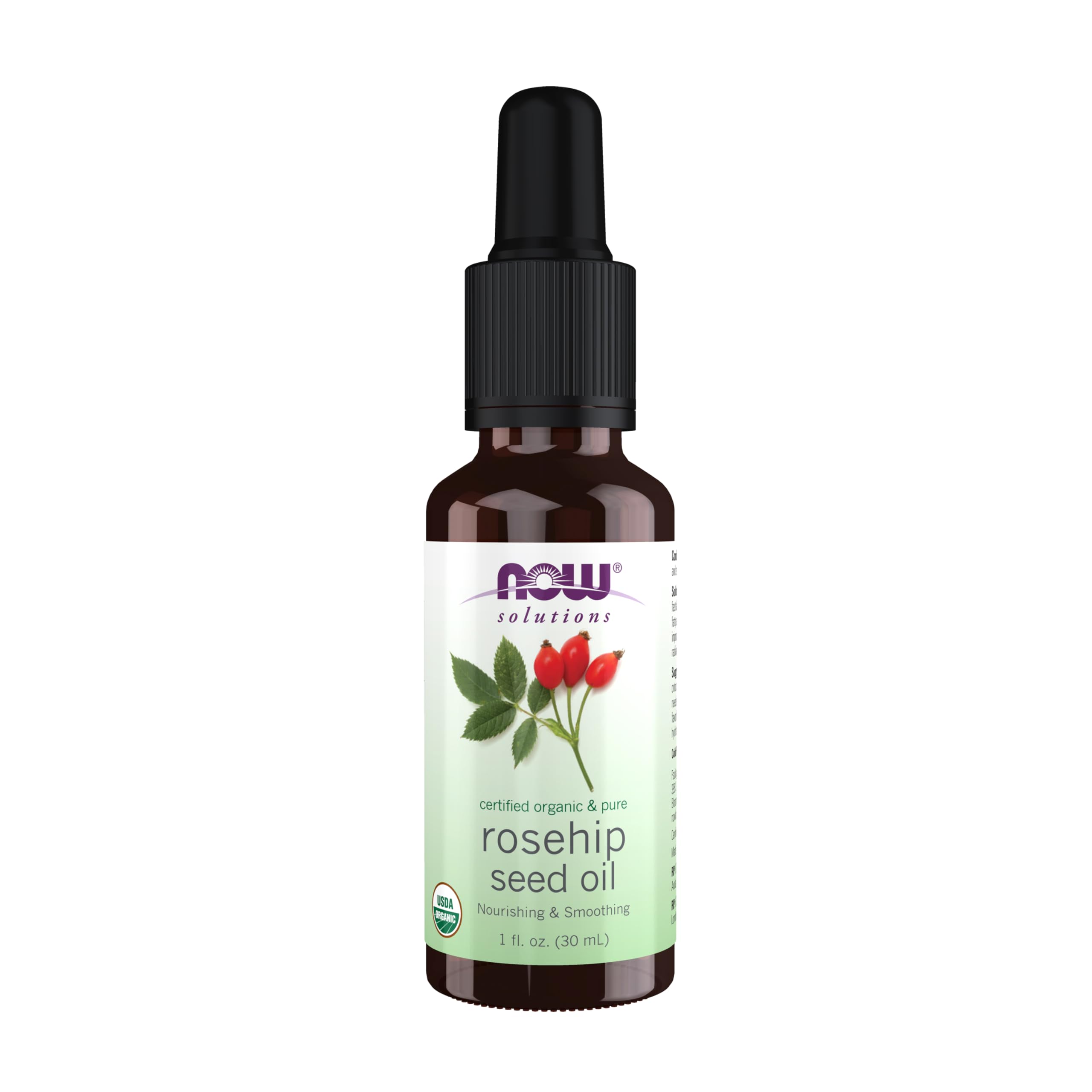 NOW Solutions huile rose musquée en flacon pipette pour soin du visage.