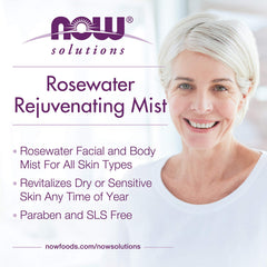 NOW Solutions Rosewater Rejuvenating Mist: parfum floral délicat, apaisant et revitalisant.