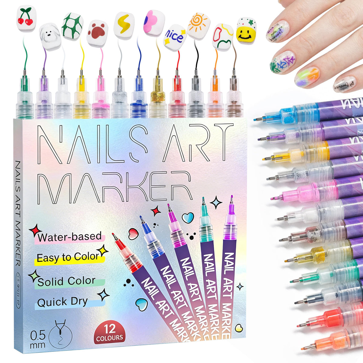 NPYXBR stylo art ongles ensemble 12 couleurs pour designs éclatants