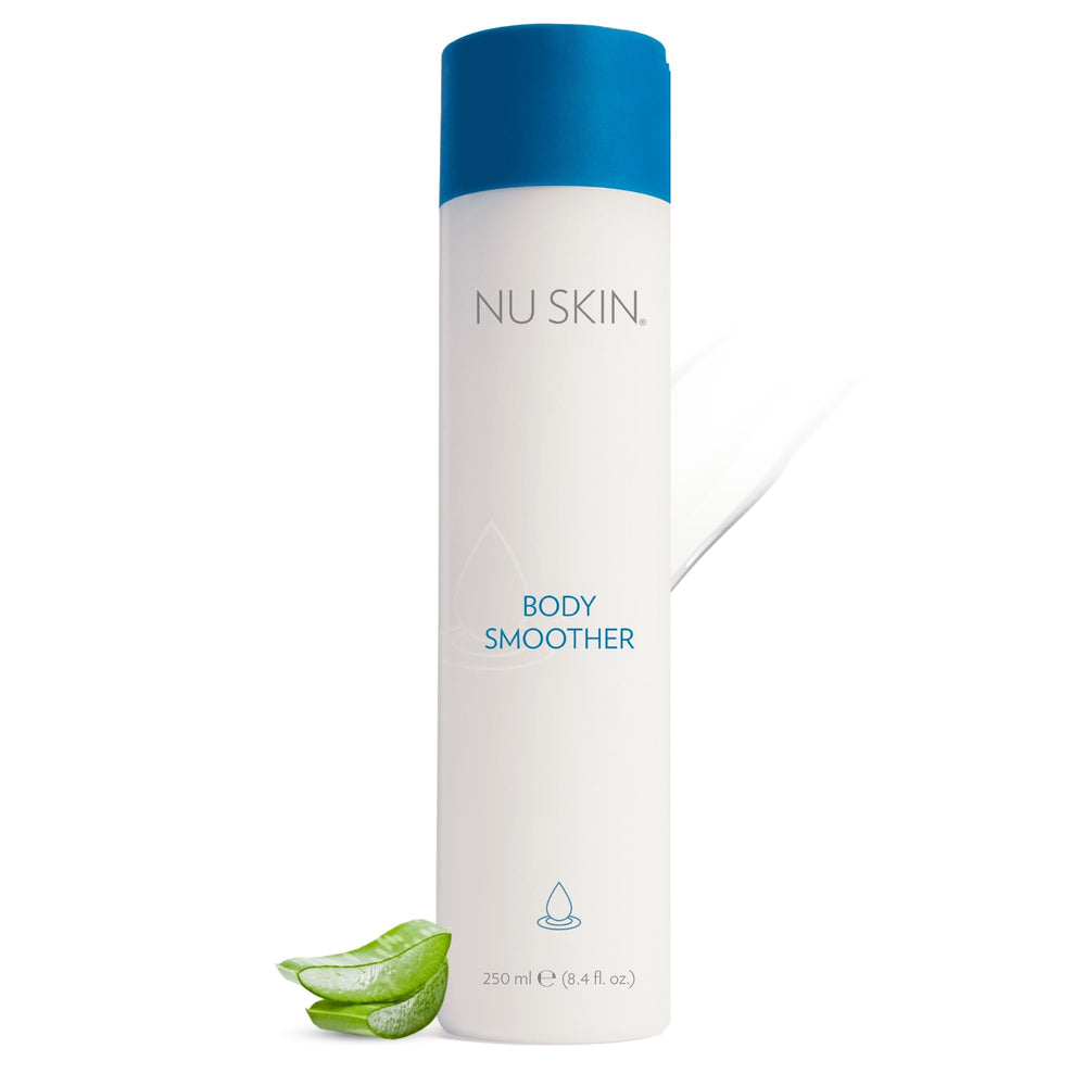Nu Skin Body Smoother, bouteille application rapide, hydratation après douche.