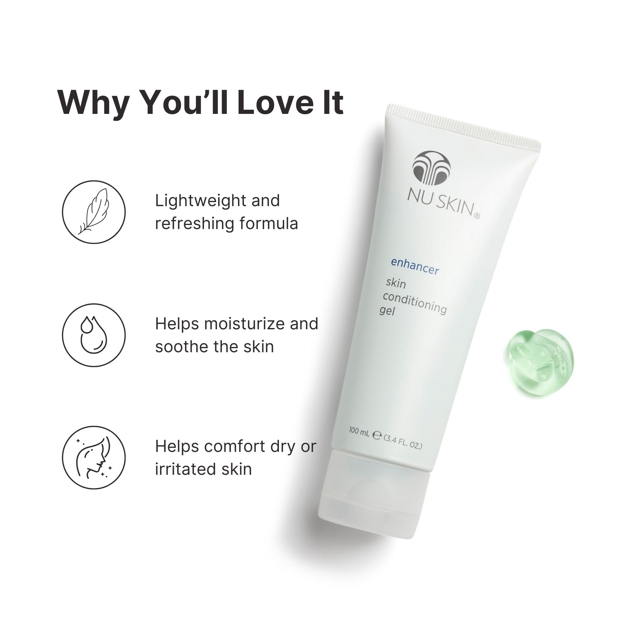 Nu Skin - application montrant une texture légère et rafraîchissante.