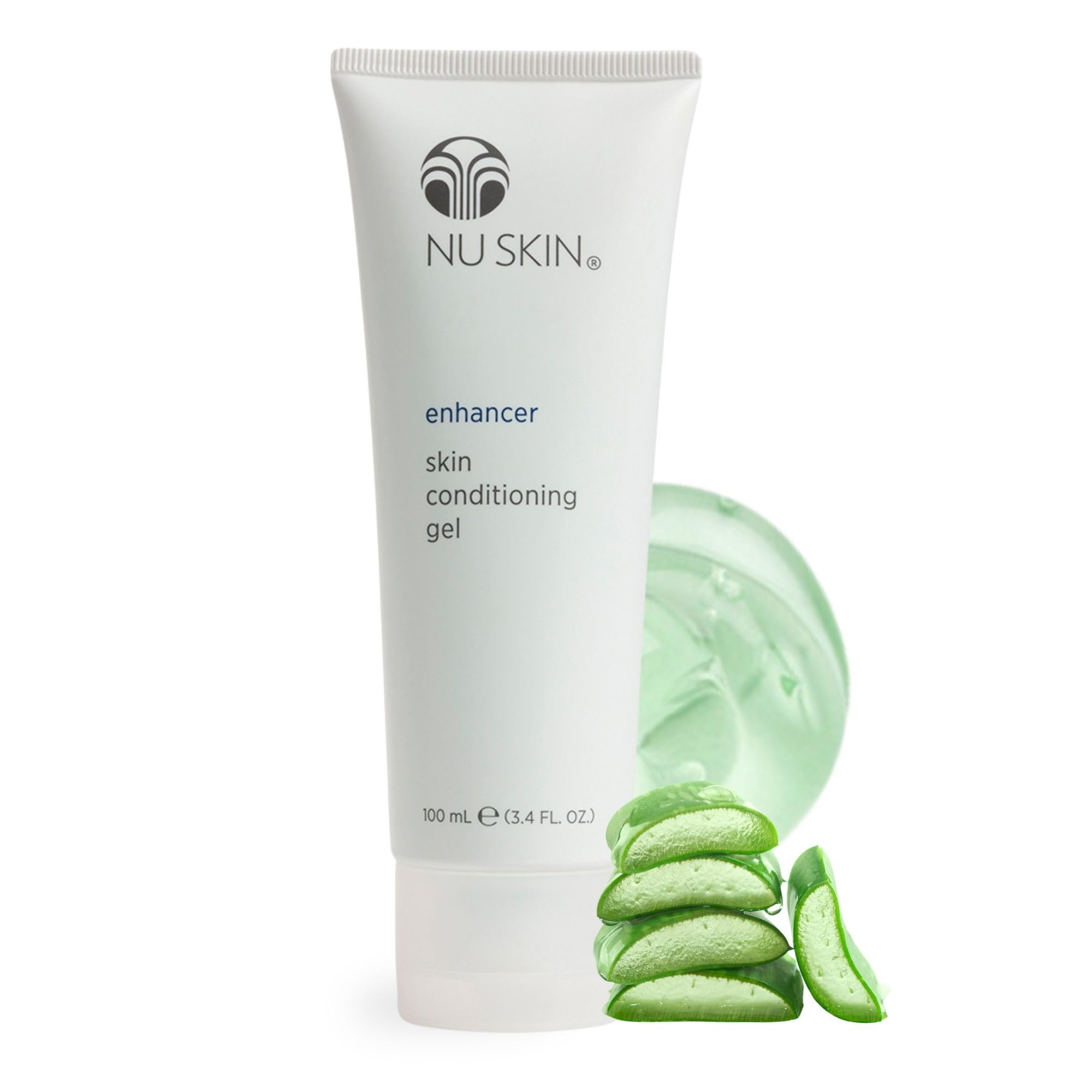 Nu Skin - gel hydratant léger dans sa bouteille, pour une peau apaisée.