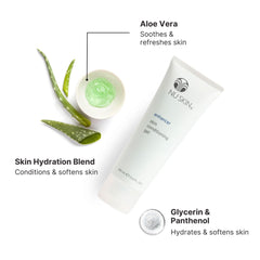Nu Skin - flacon et texture du gel soutenant l'hydratation quotidienne.