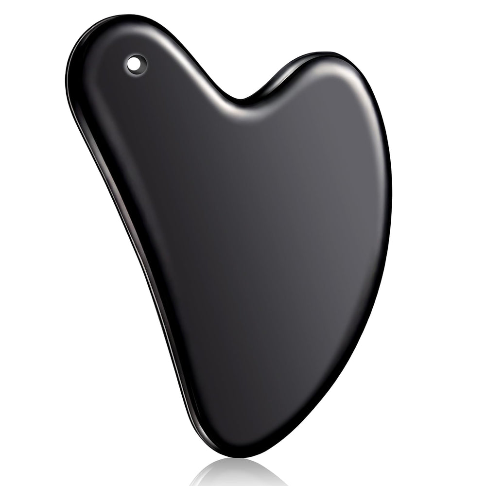 Nuanchu Gua Sha visage en acier inoxydable noir, glisse fluide et teint lumineux