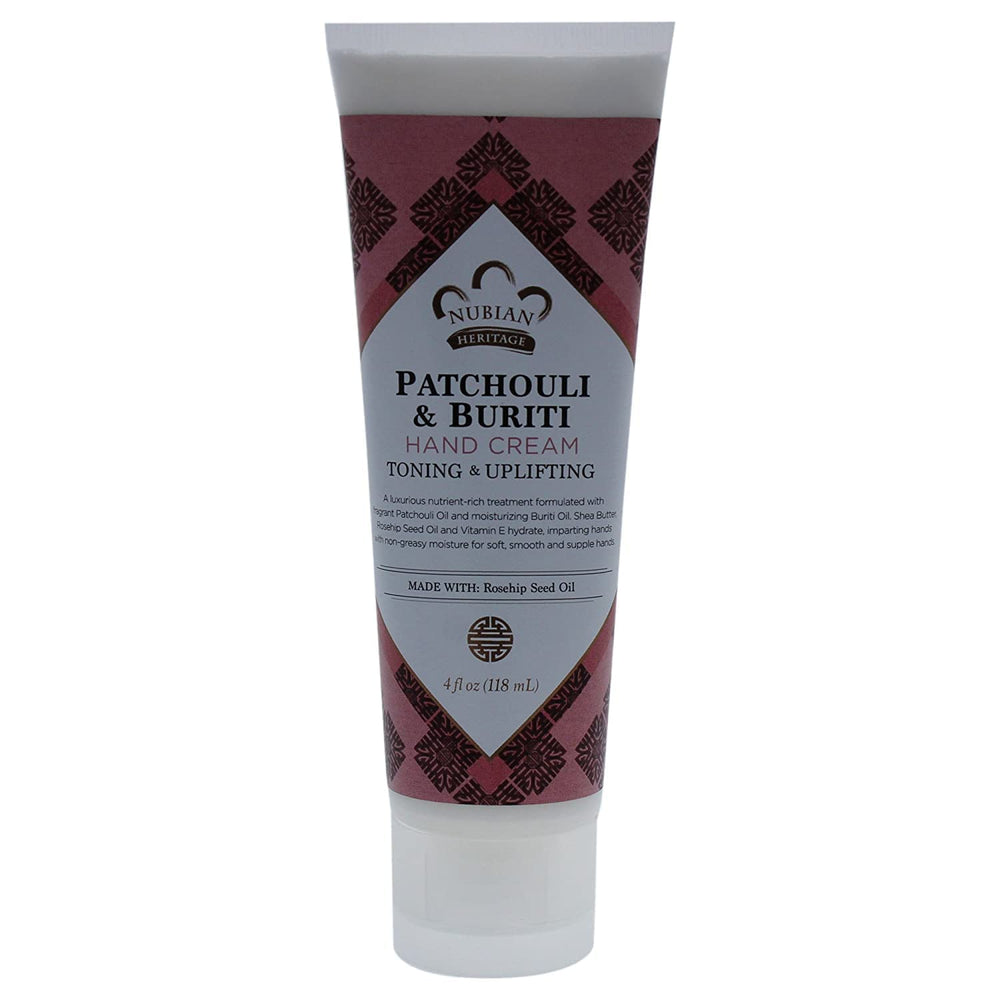 Crème pour les mains Nubian Heritage patchouli-buriti, hydratation nourrissante et non grasse