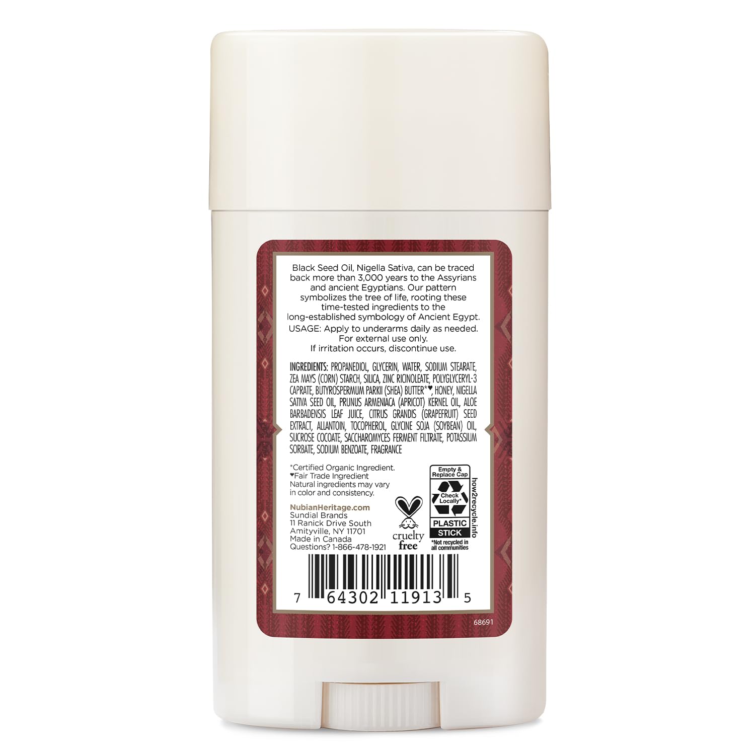 Nubian Heritage Déodorant miel et graines noires — application lisse et rafraîchissante