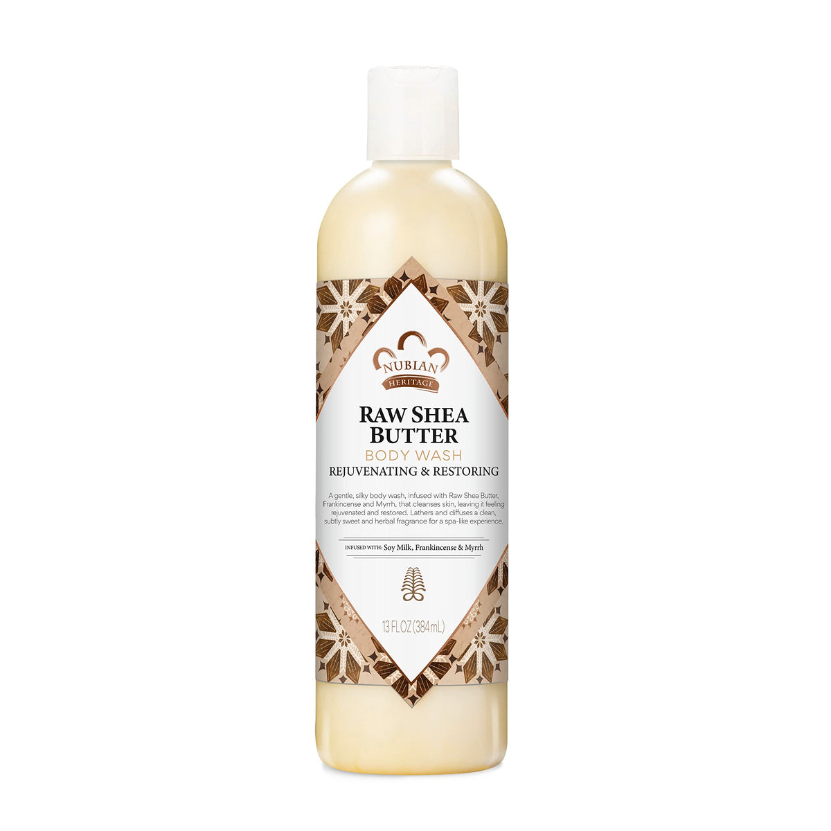 Gel douche Nubian Heritage au karité pur, flacon clair, hydratation douce