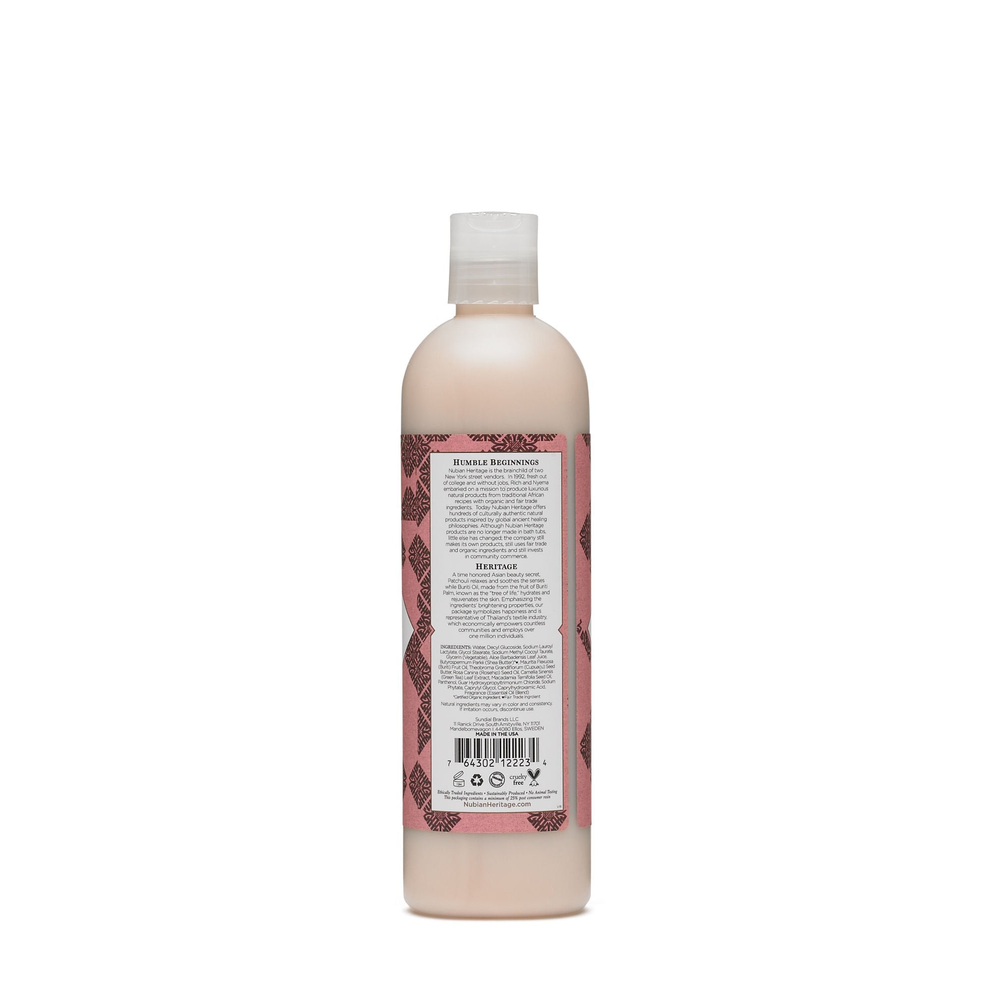 Nubian Heritage Patchouli douche, application mousse douce pour routine aromatique
