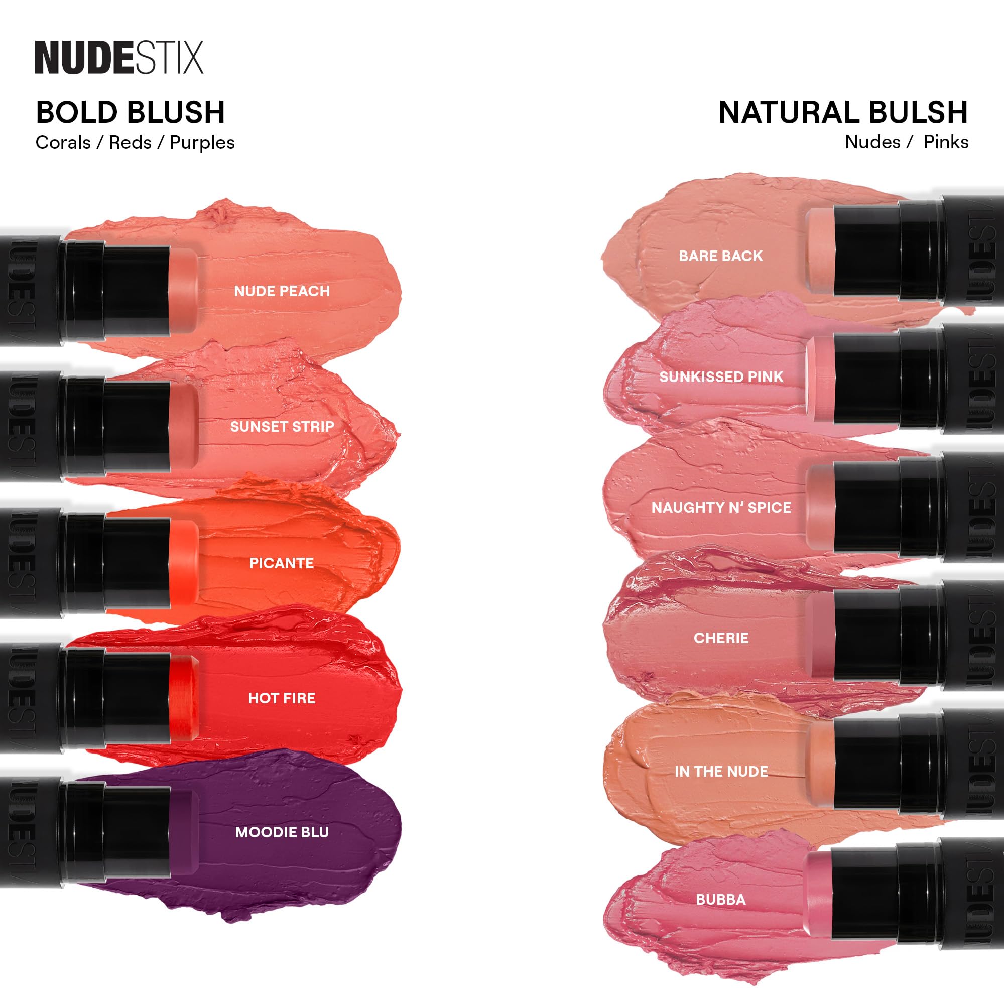 Nudestix Nudies Blush Stick, idéal pour un look rapide et portable lors de déplacements.