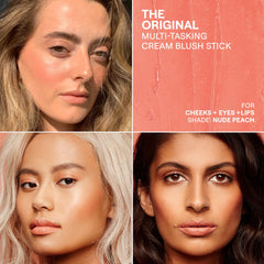 Nudestix Nudies Blush Stick avec pinceau intégré, estompe facilement sur les joues.