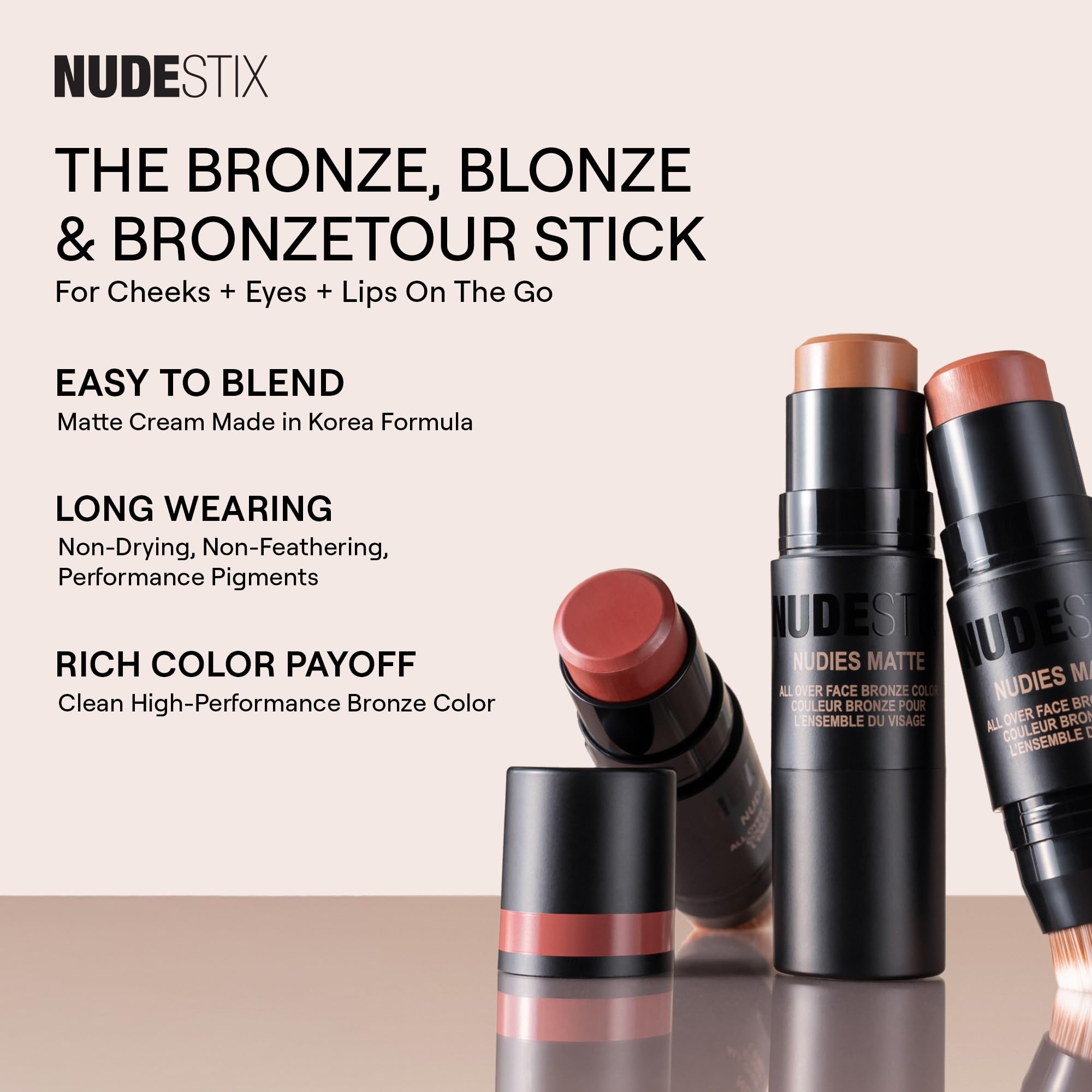 Nudestix Nudies Bronze Stick – texture matte: fini velouté sans brillance