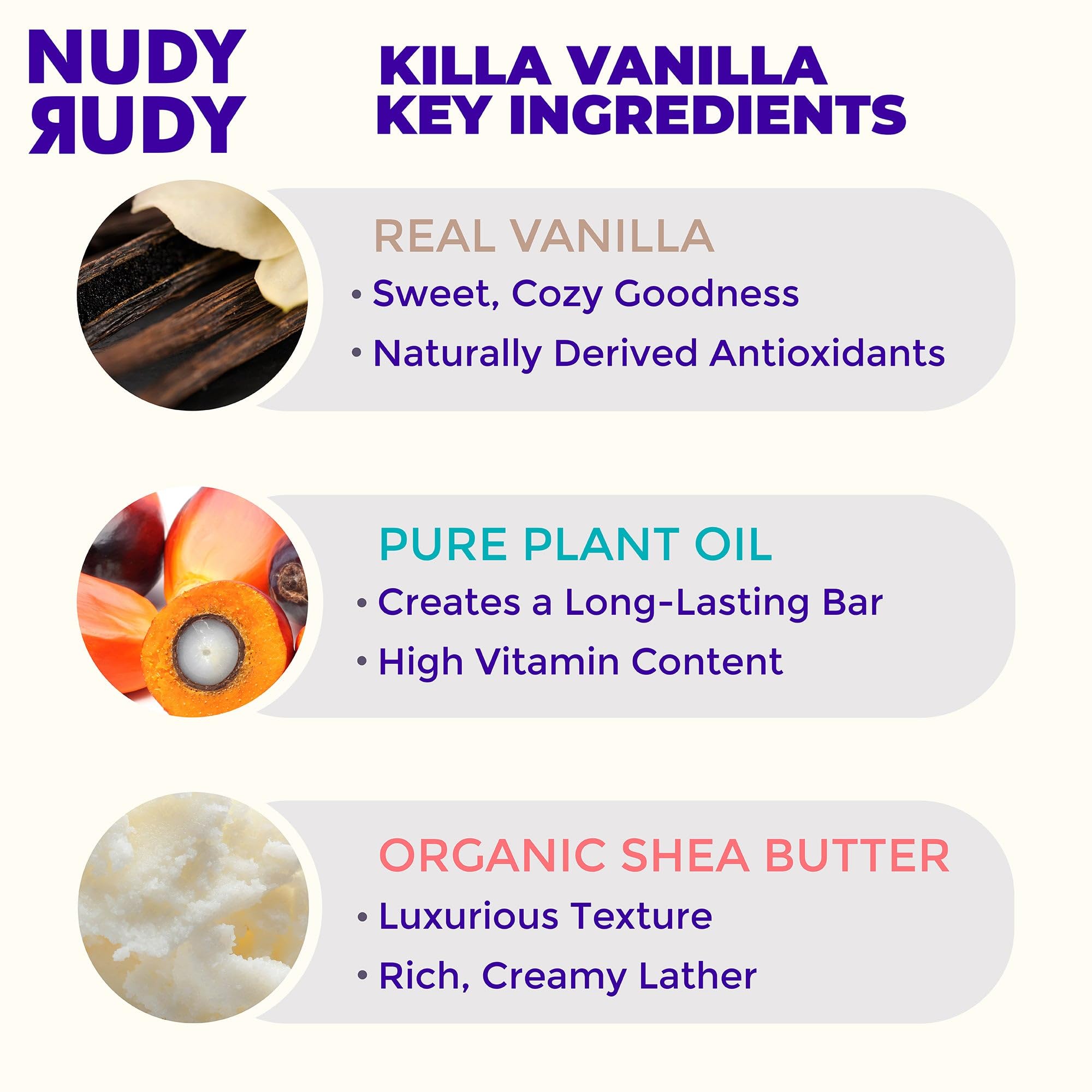 Nudy Rudy Killa Vanilla arôme vanillé enveloppant la douche.