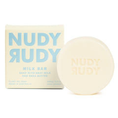 Savon-barre lait chèvre Nudy Rudy, douceur adaptée à toutes les peaux.