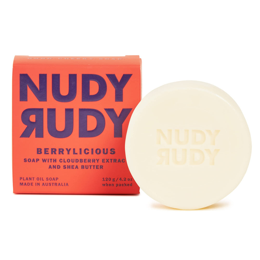 Savon Berrylicious Nudy Rudy – barre visible, usage polyvalent visage et corps