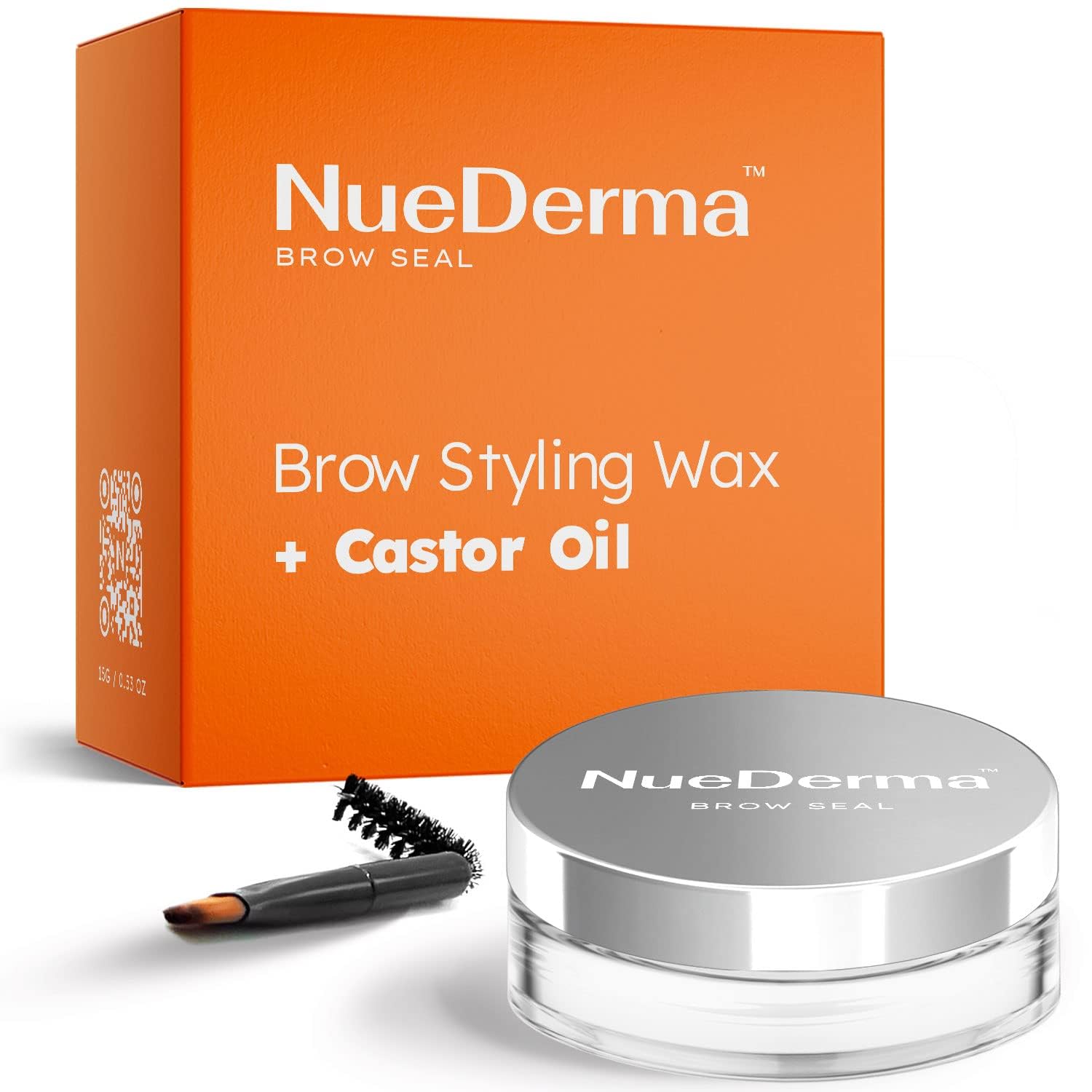 Gel fixateur sourcils translucide de NueDerma, tenue naturelle toute la journée.