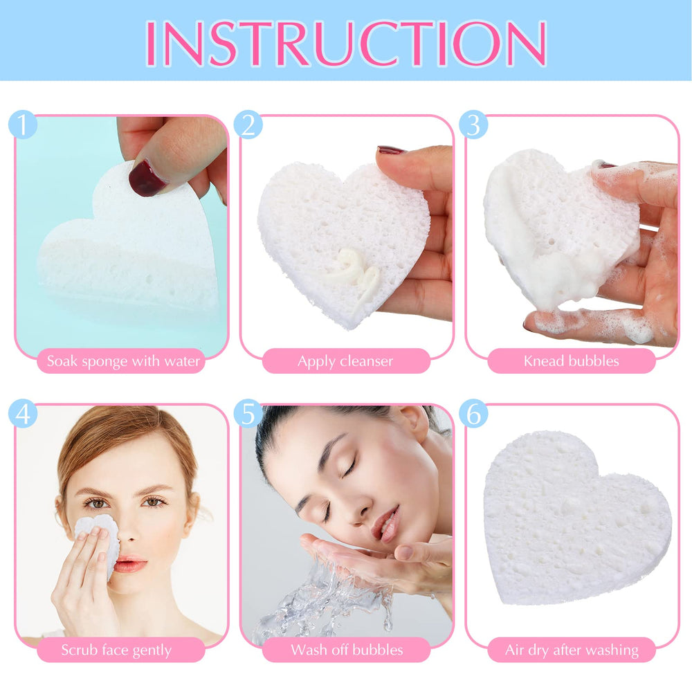Ensemble Nuenen 60 éponges visage cœur, pratique pour maison et salon.