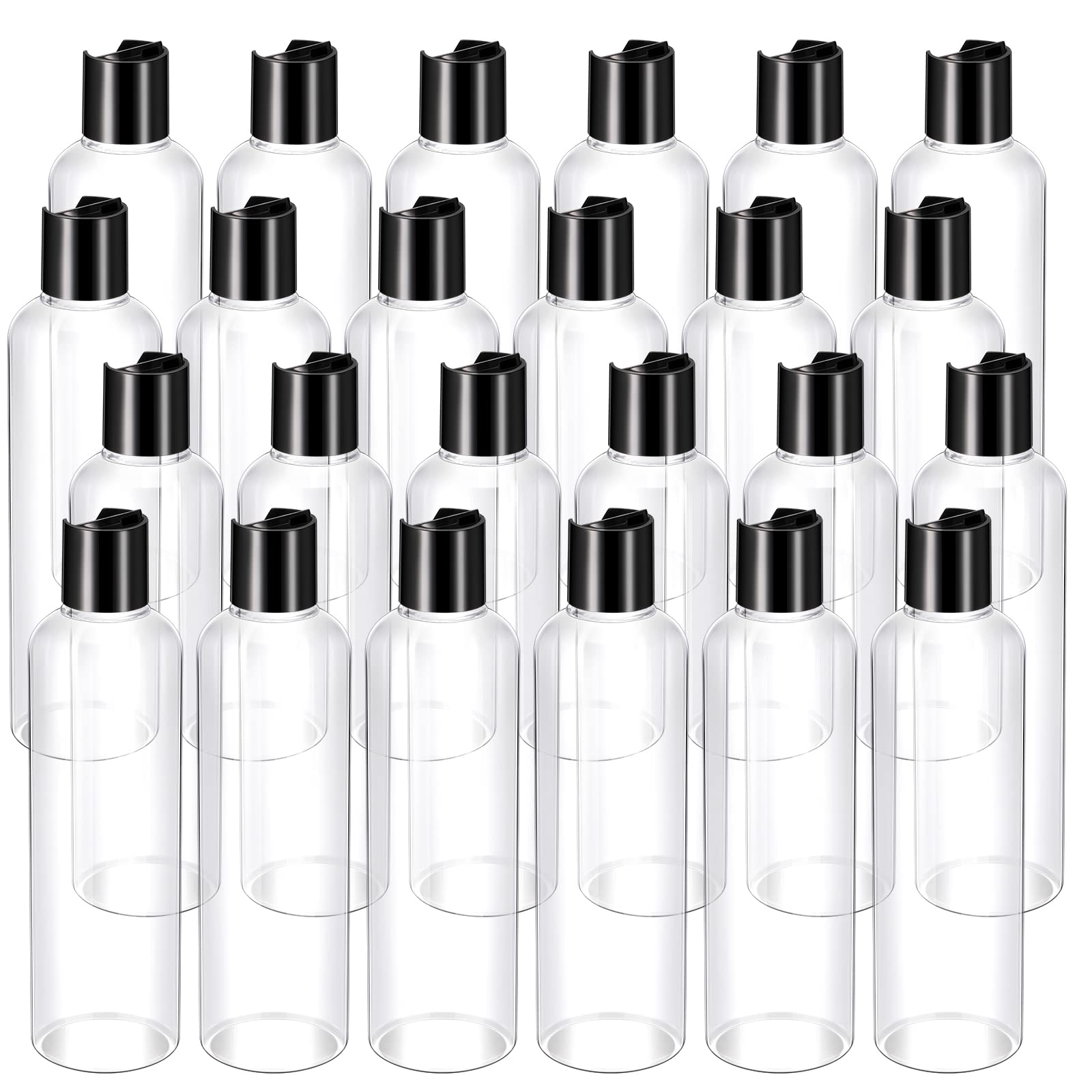 Bouteille Nuenen en plastique vide de 8 oz avec capuchon disque noir, pratique et réutilisable.