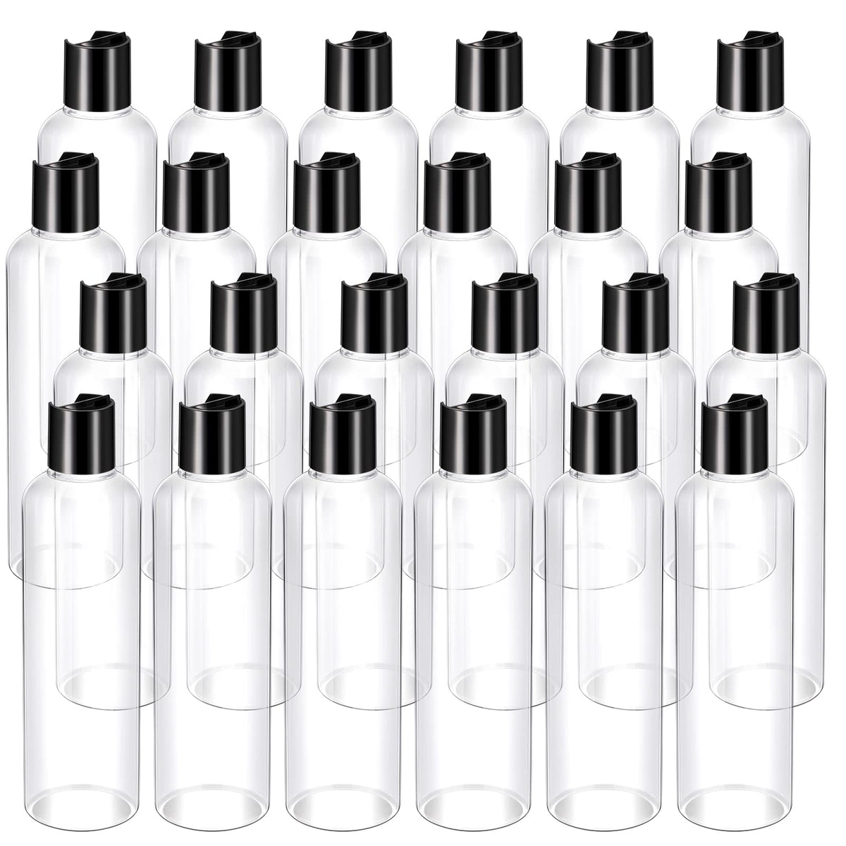Bouteille Nuenen en plastique vide de 8 oz avec capuchon disque noir, pratique et réutilisable.