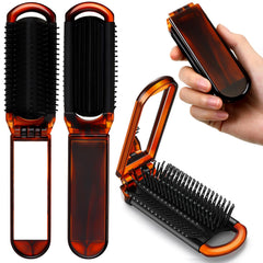 Brosse pliante Nuenen avec miroir, pratique pour voyager et se coiffer rapidement