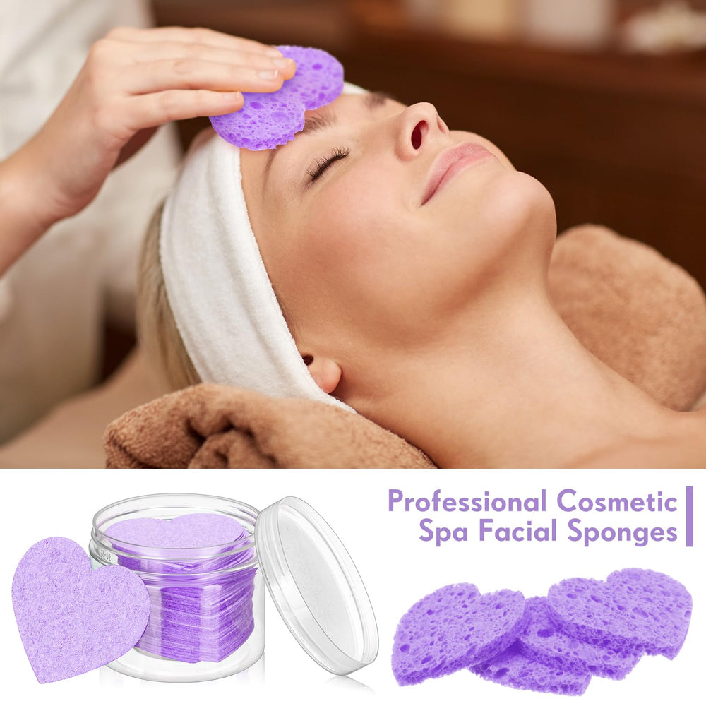 Éponge visage Nuenen cœur, réutilisable et douce, idéale pour nettoyer en douceur.