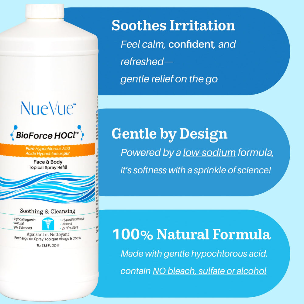 NueVue HOCl: remplissage 33oz sans pulvérisateur, pratique