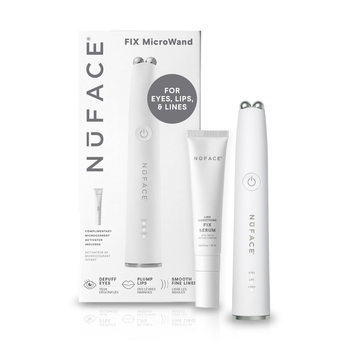NuFACE FIX microwand yeux – regard plus frais grâce au dégonflement des poches.
